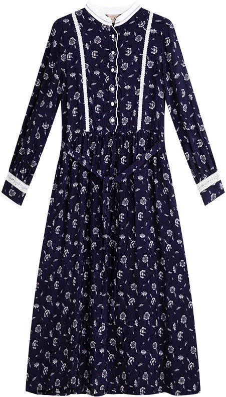KAMILAN Women's Elegant High-Waist Midi Dress – 2025 Autumn New Stand Collar A-Line Dress