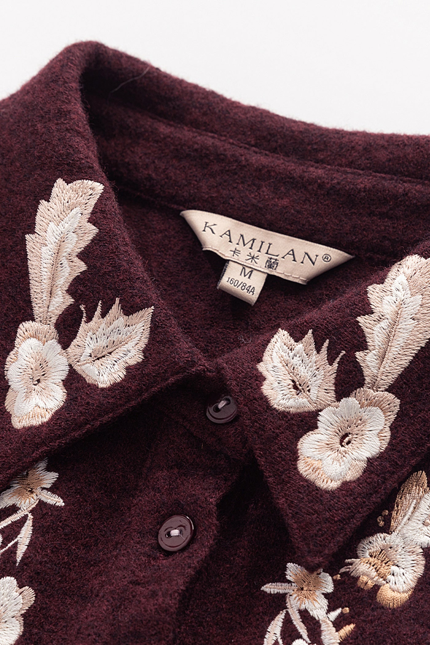KAMILAN Wool Embroidered Midi Dress for Women – 2025 Fall New A-Line Dress with Stitch Detail
