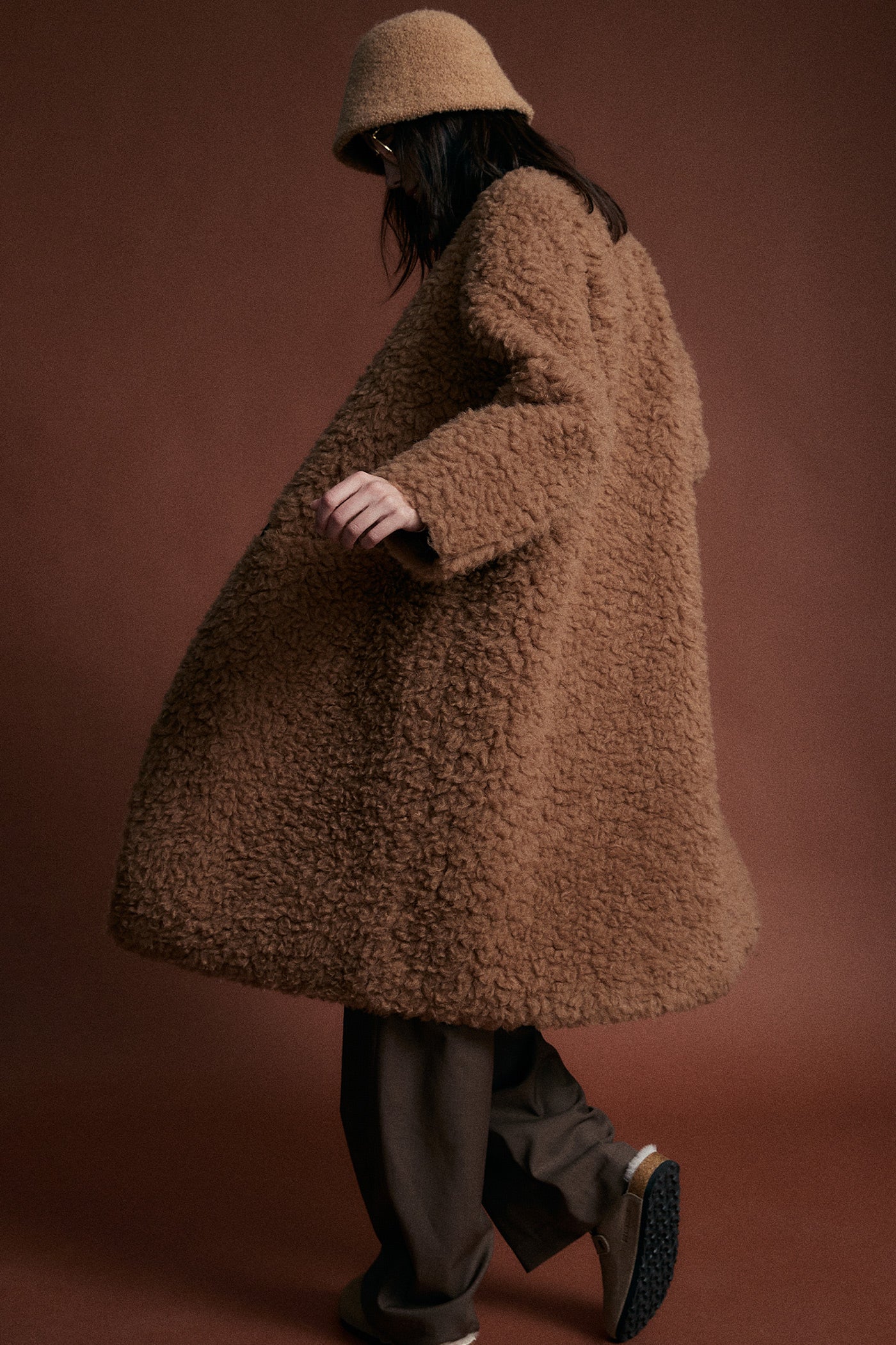 KAMILAN Women's Shearling Wool Coat – 2025 Winter New Mid-Length Warm Maillard Style Jacket