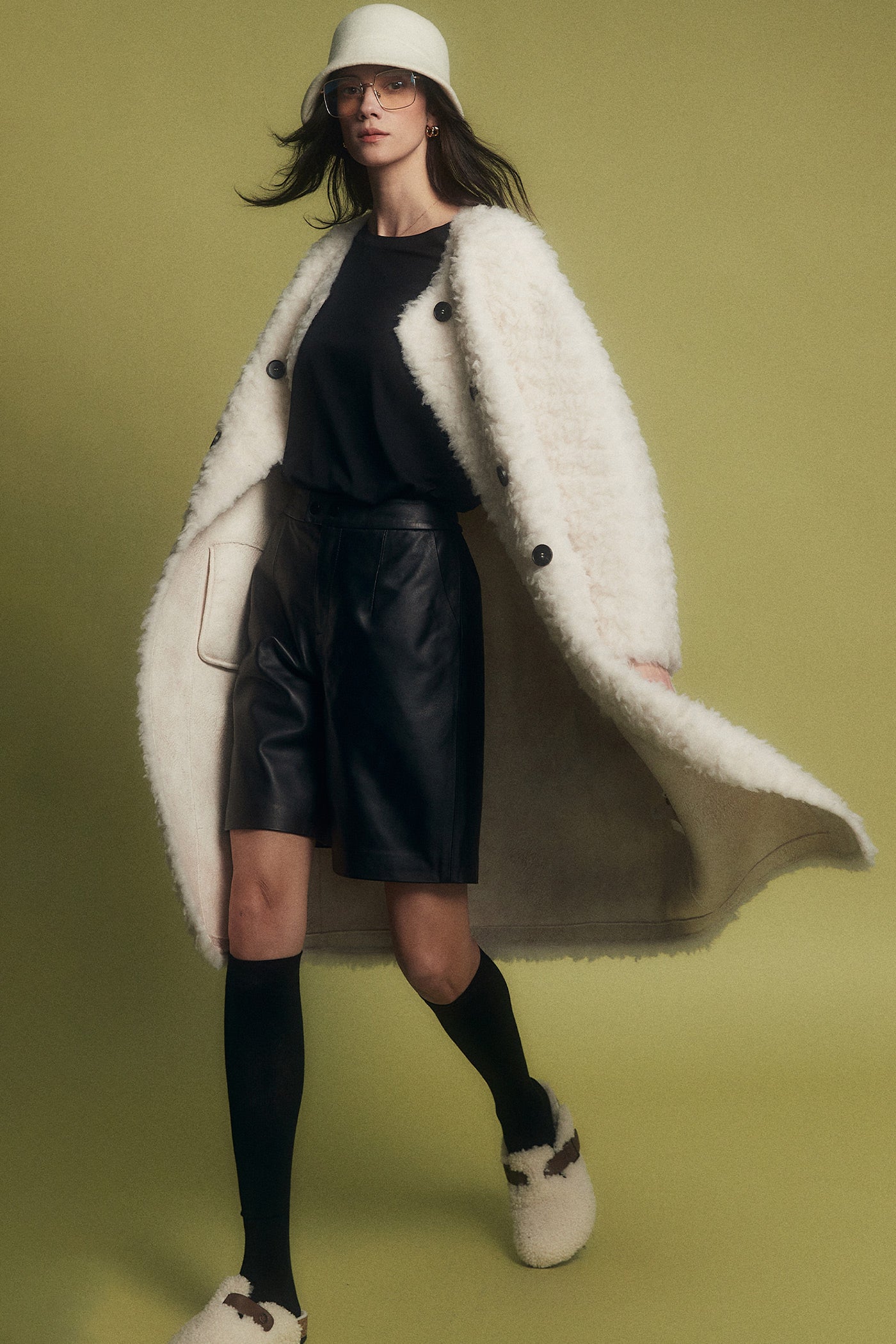 KAMILAN Women's Shearling Wool Coat – 2025 Winter New Mid-Length Warm Maillard Style Jacket