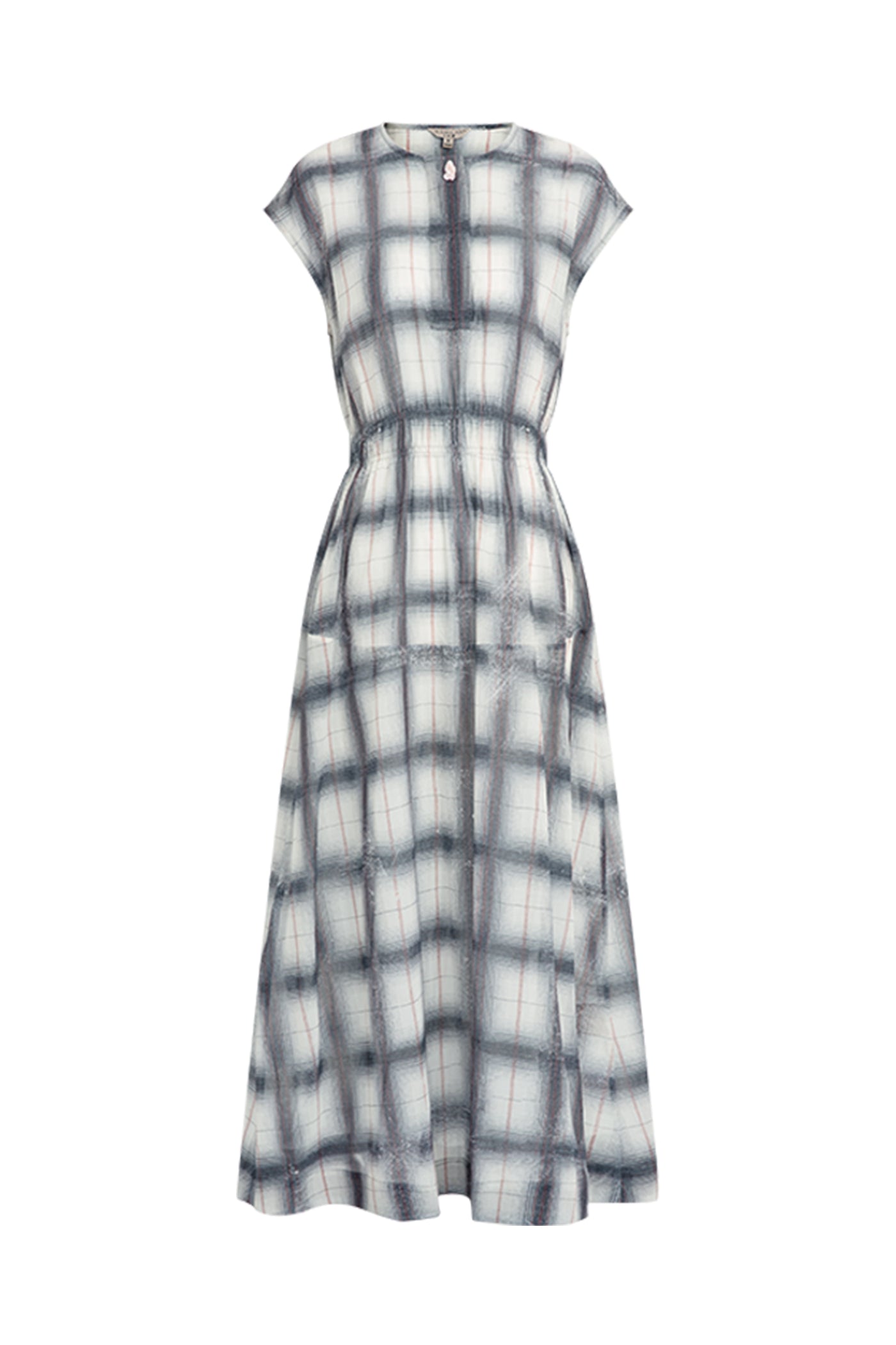 KAMILAN Cinched-Waist Checked Midi Dress