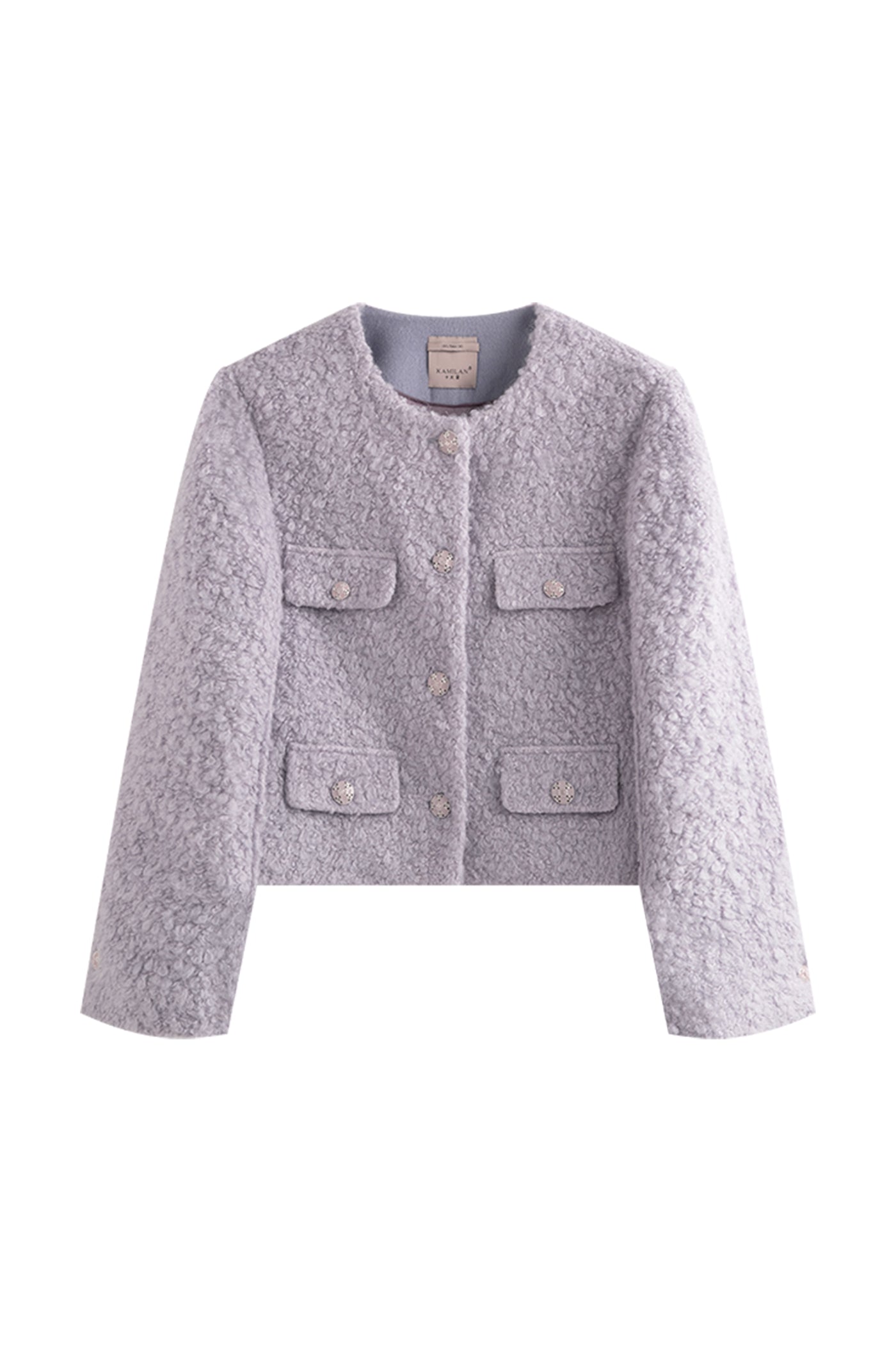 KAMILAN Lilac Wool-Blend Textured Short Jacket