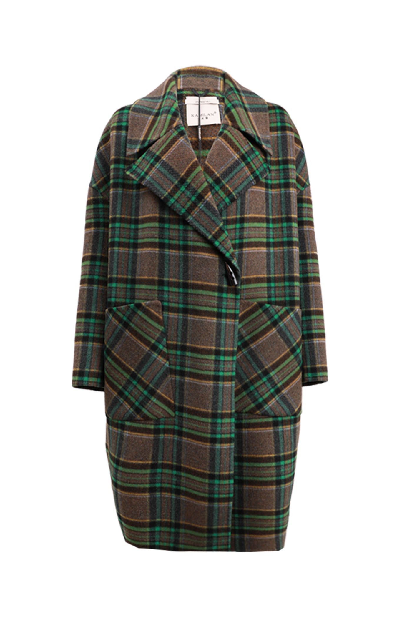 KAMILAN Plaid Double-sided Wool Coat Women's Fall/Winter 2025 New style Loose Mid-long Profile Woolen Coat