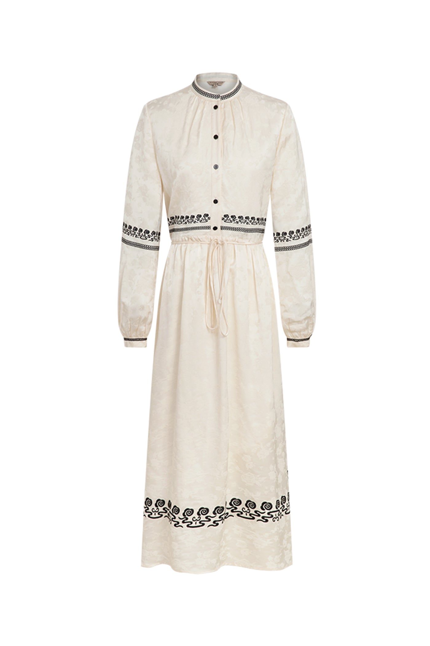 KAMILAN Embroidered Midi Dress with Cloud Motif Detailing