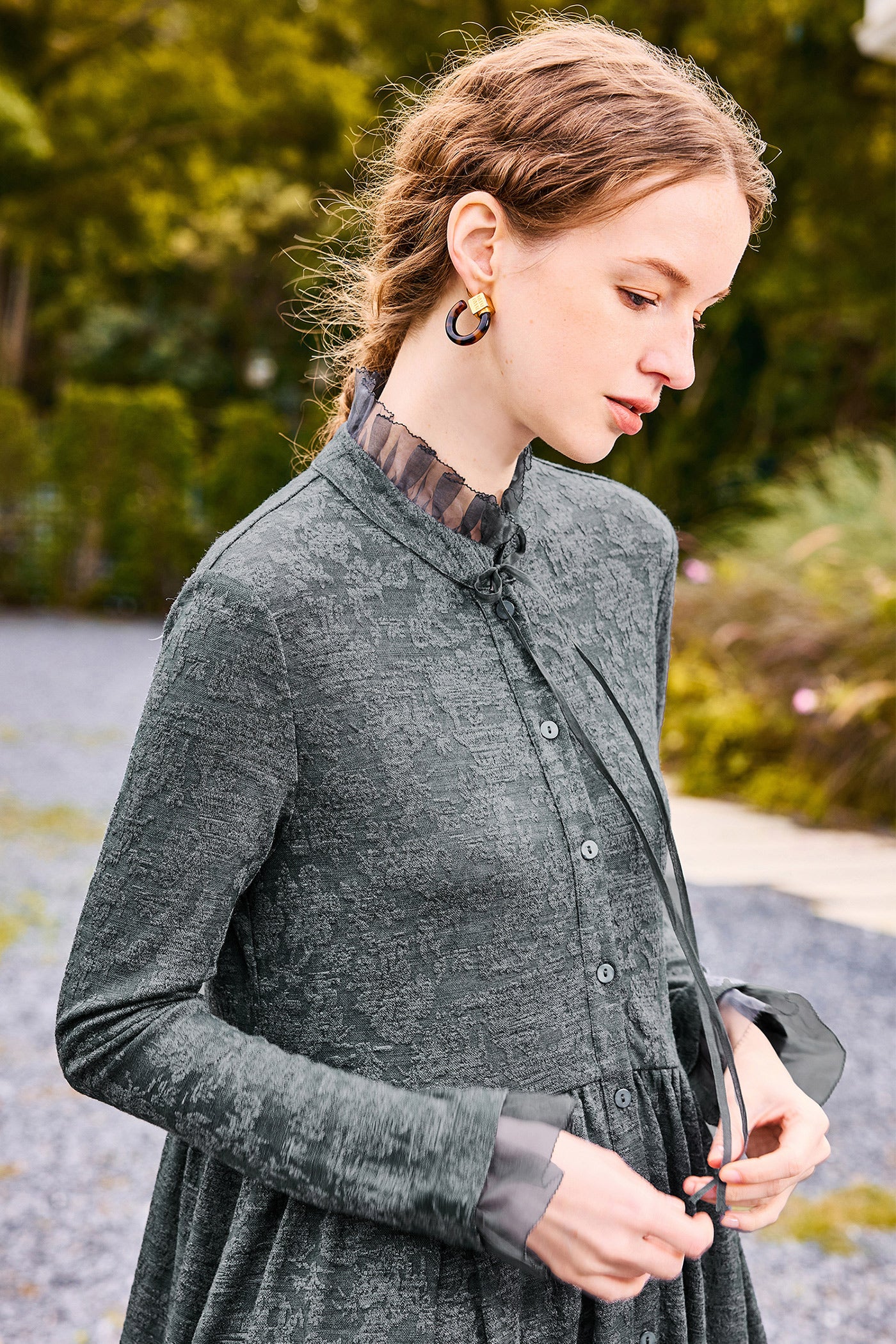 KAMILAN Women's Wool Midi Dress – 2025 Autumn New Patchwork A-Line Sweater Dress