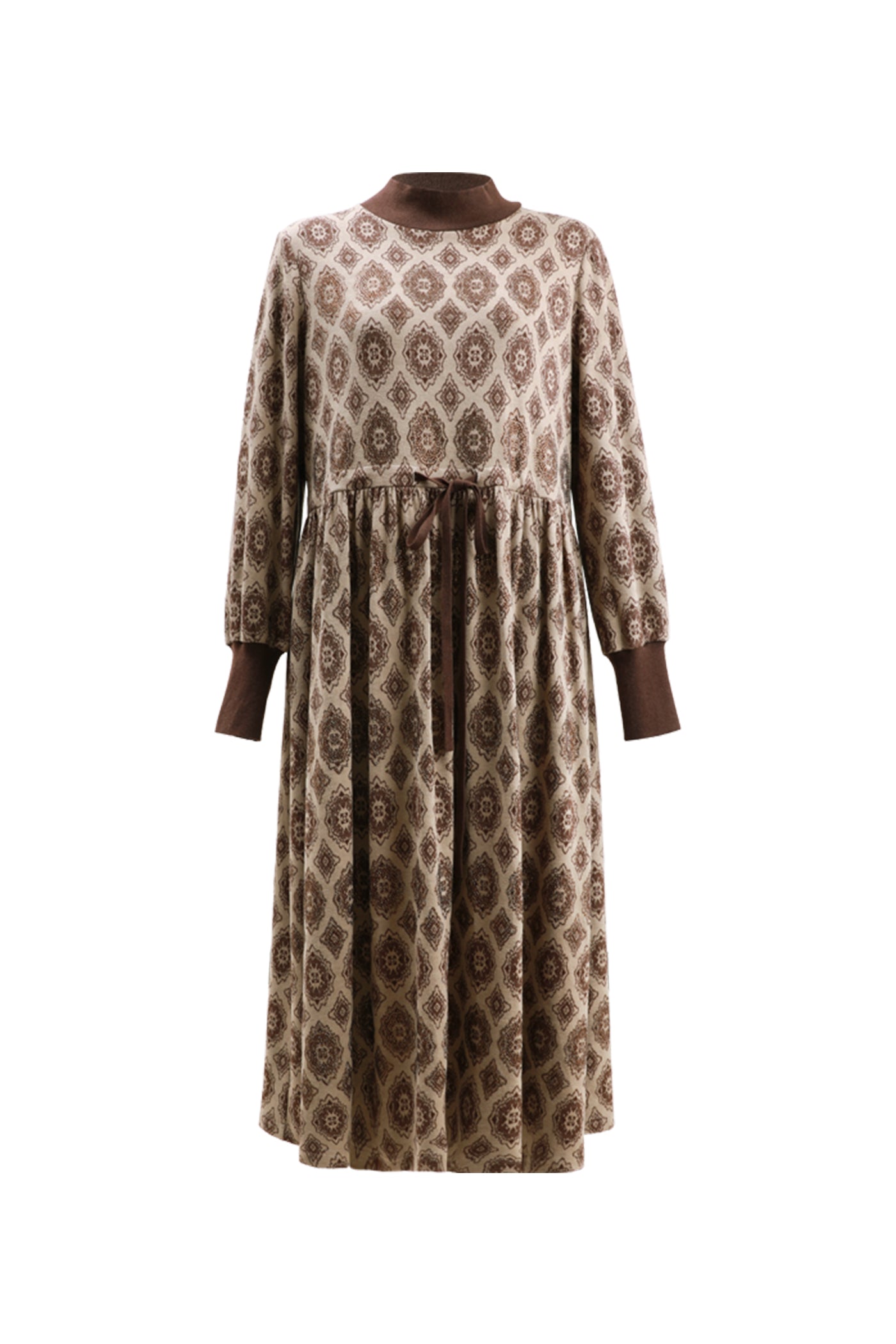 KAMILAN Mid-Length Long-Sleeve Printed Dress
