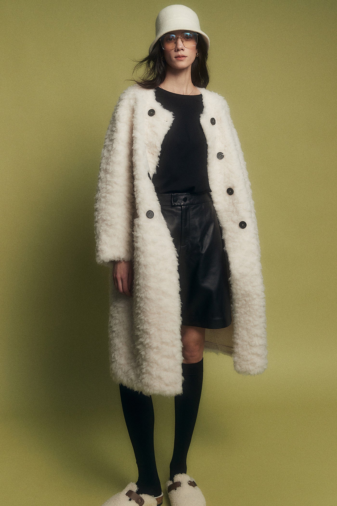 KAMILAN Women's Shearling Wool Coat – 2025 Winter New Mid-Length Warm Maillard Style Jacket