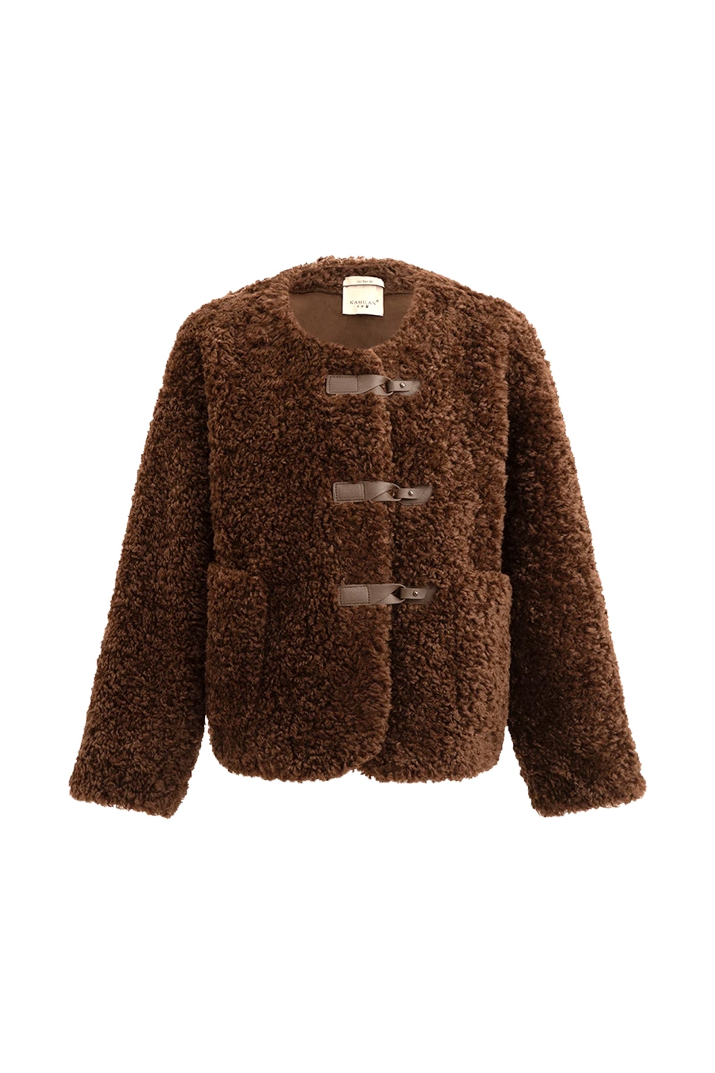KAMILAN Women's Faux Shearling Short Coat – 2025 Winter New Eco-Friendly Fur Jacket, Fashionable and Warm