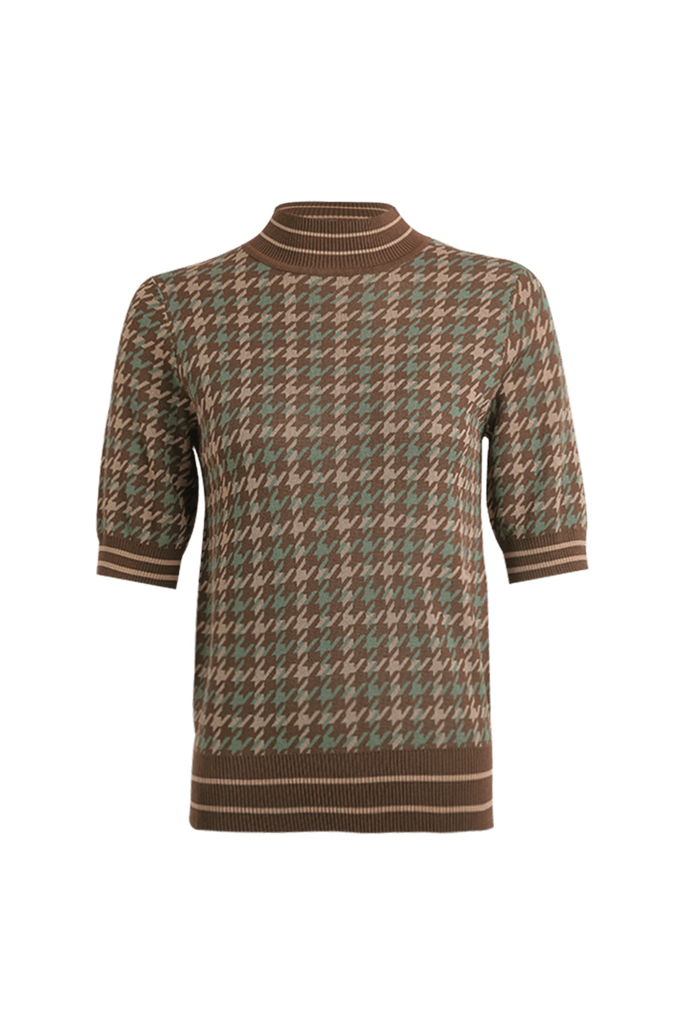 KAMILAN Women's Knitted Top – 2025 Autumn New Cropped Short-Sleeve Half-Turtleneck Sweater
