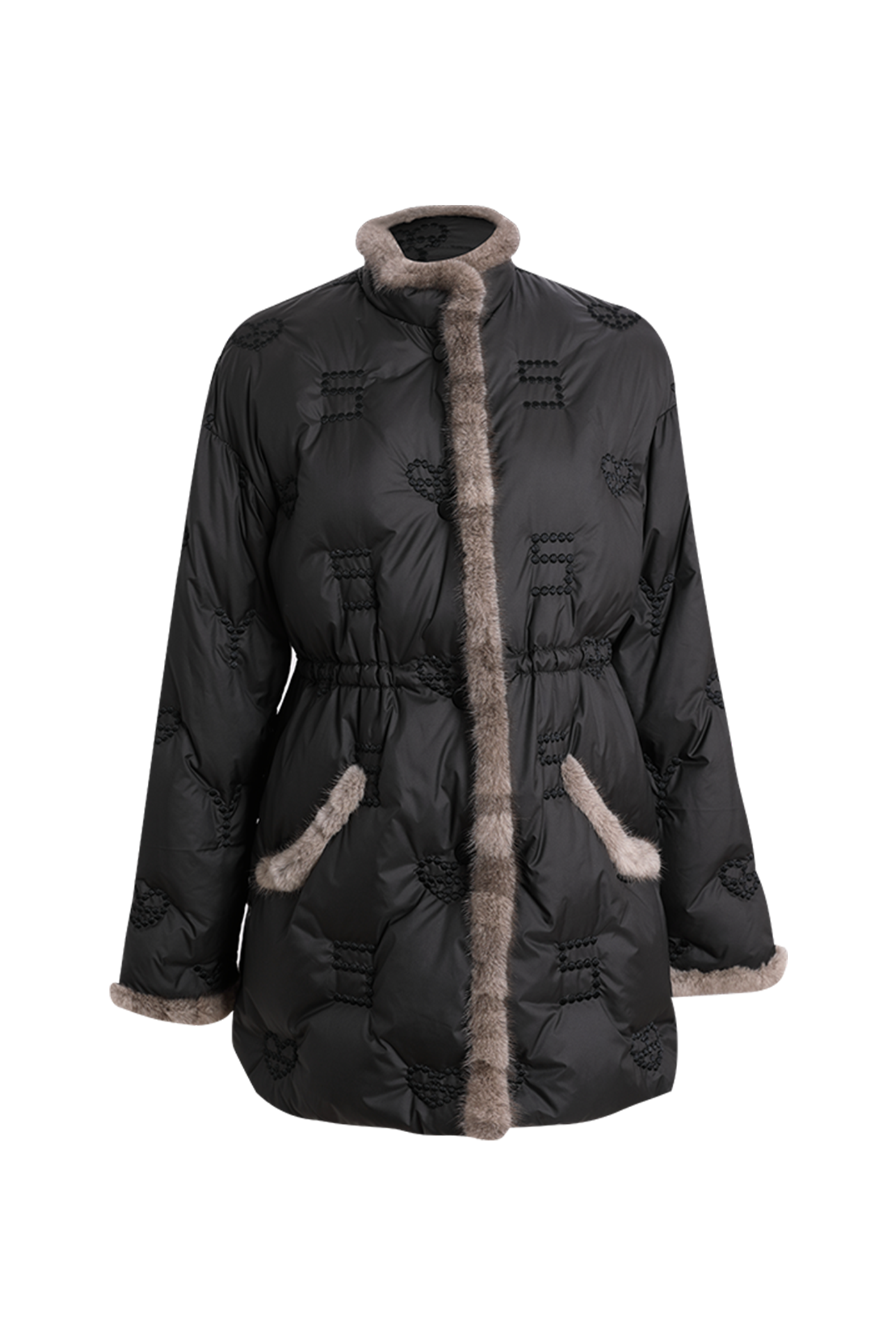 KAMILAN Women's Down Coat – 2025 Winter New White Goose Down Jacket with Mink Fur Splicing Design