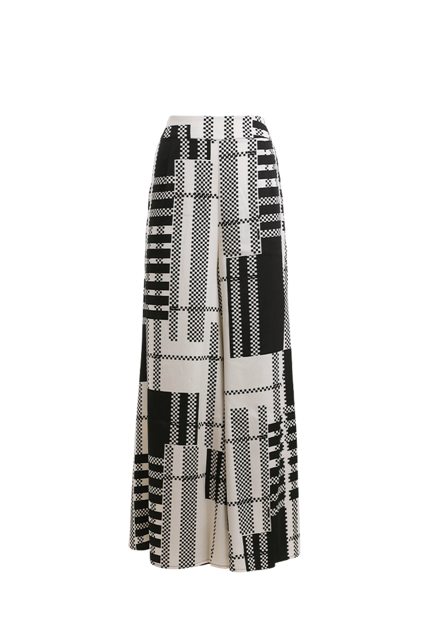KAMILAN High-Waisted Wide-Leg Trousers with Geometric Print