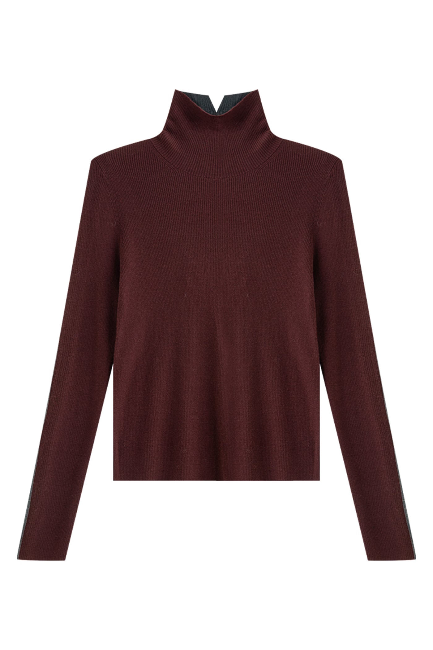 KAMILAN Elegant High-Neck Knit Sweater for Women – 2025 Fall New Arrival, Stylish Contrast-Stitching Base Layer Top