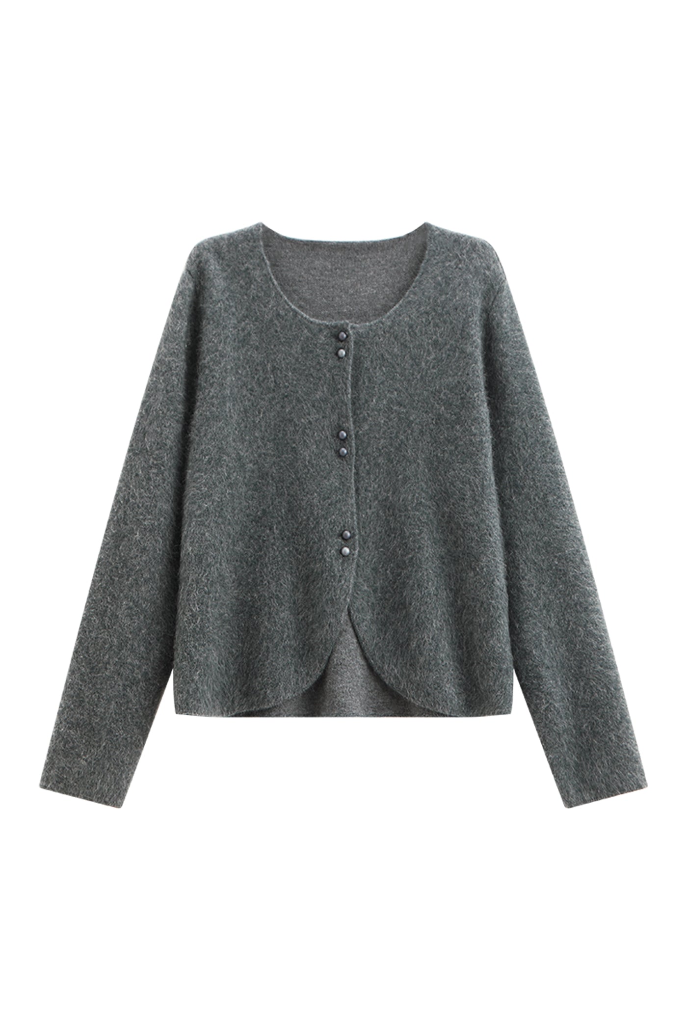 KAMILAN short grey knit cardigan jacket women's autumn and winter 2025 new fashion sweater top.