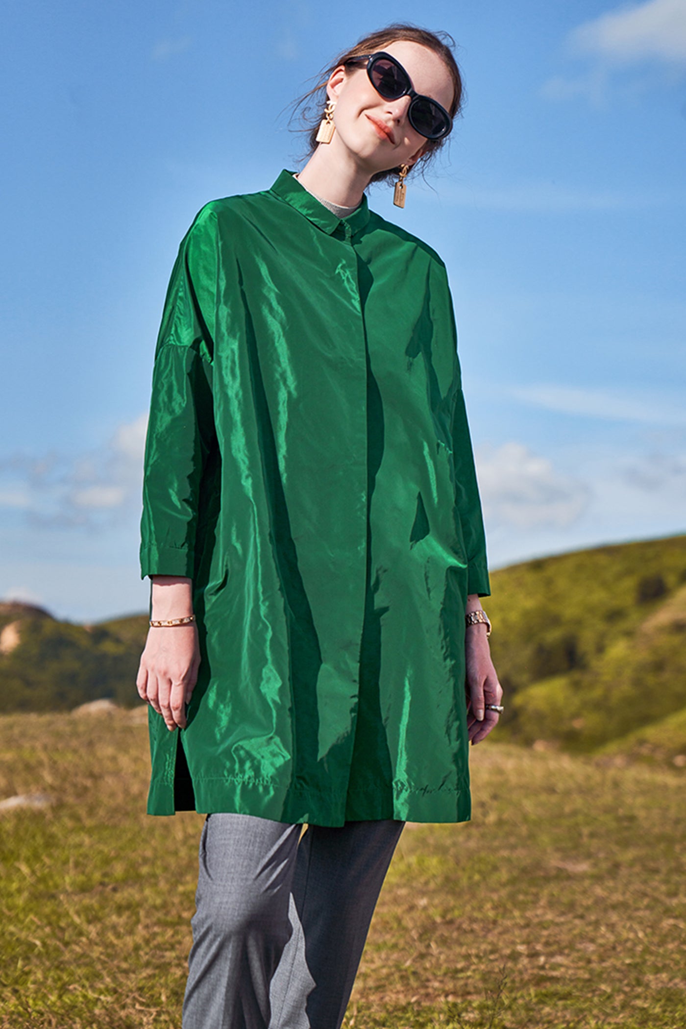 KAMILAN Minimalist Long Trench Coat Spring/Summer Collection Stylish Elegant Outerwear