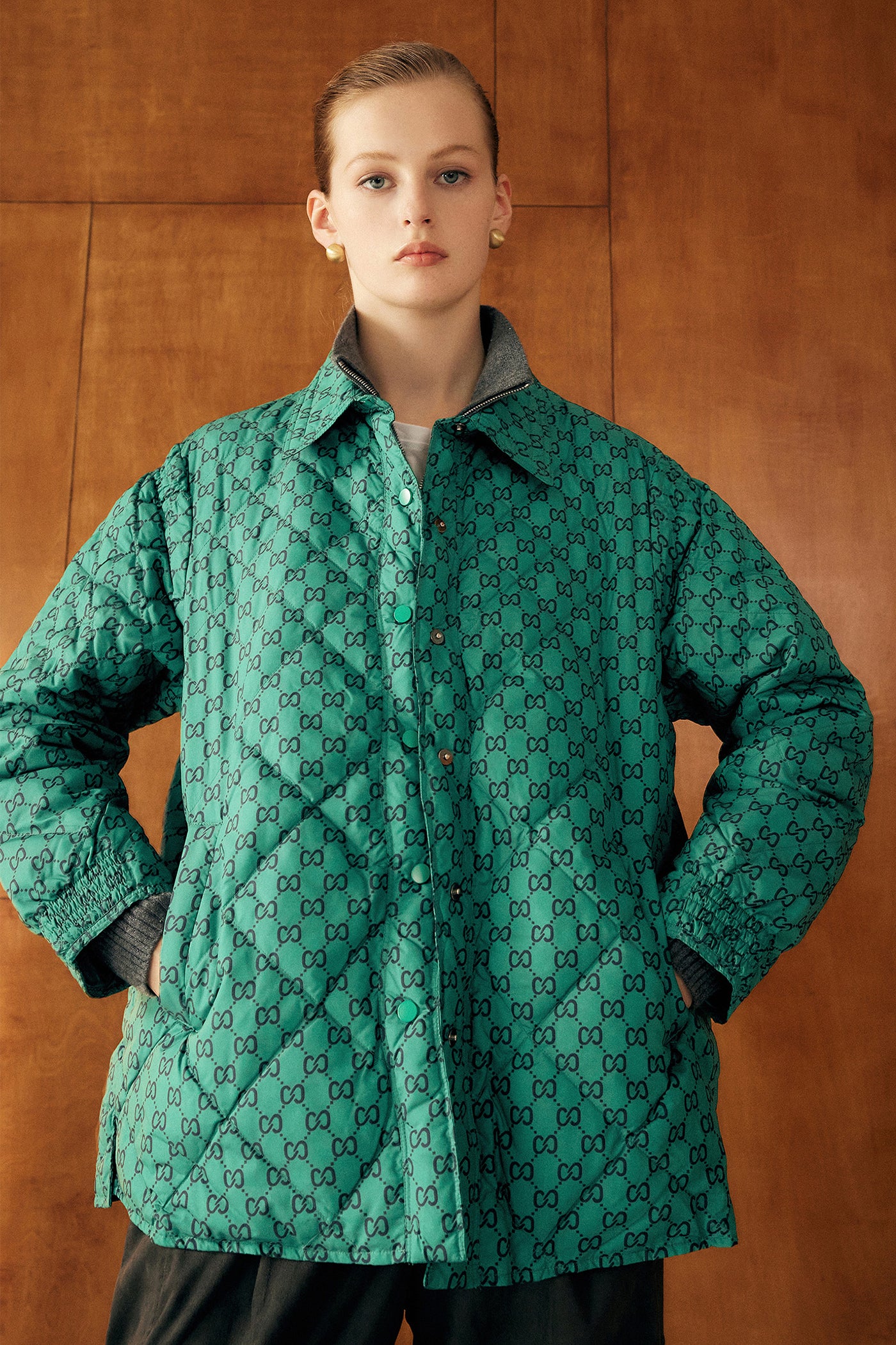 KAMILAN Iconic Monogram Quilted Down Jacket – Sculptural Silhouette in Urban Elegance