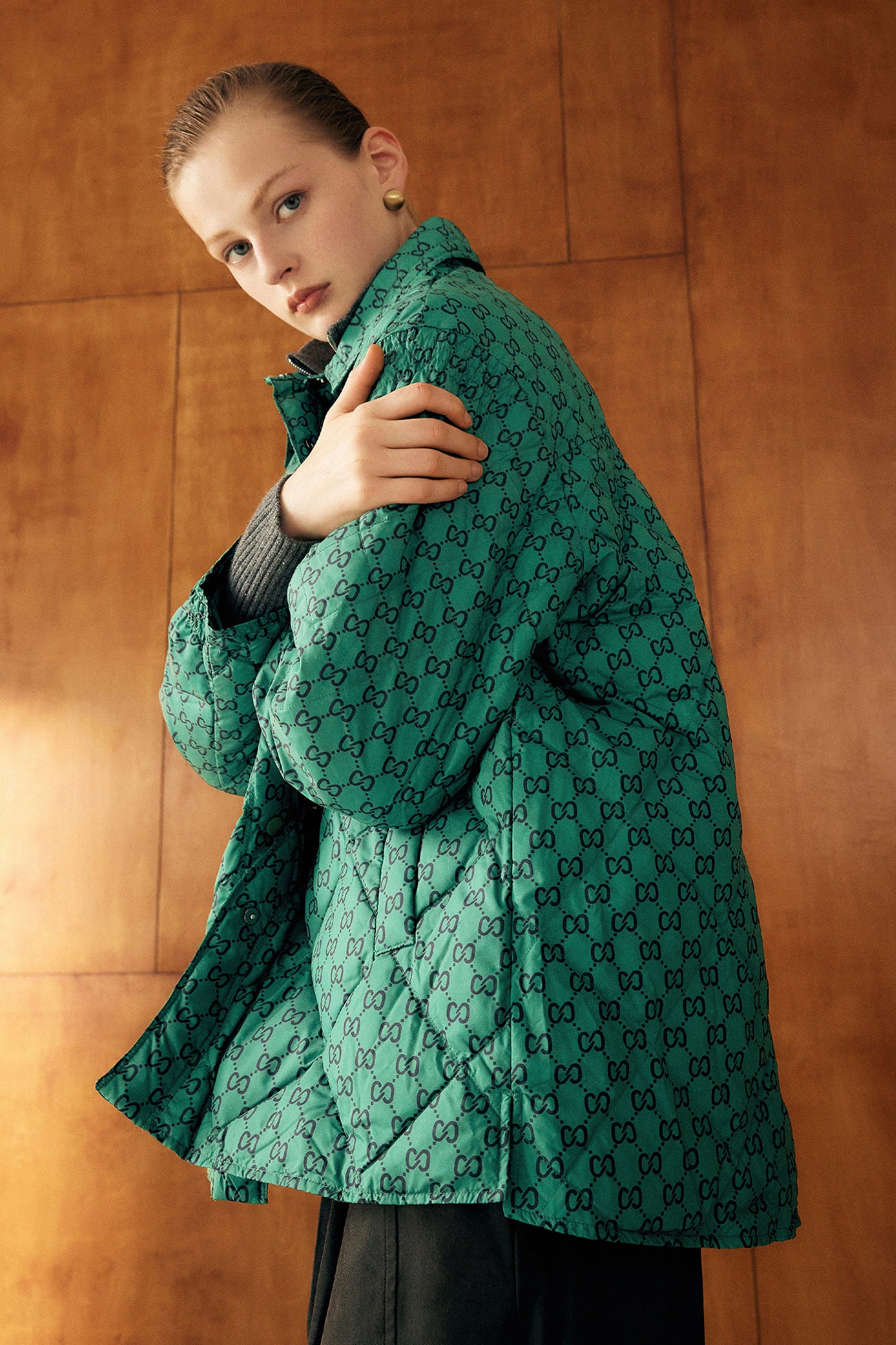KAMILAN Iconic Monogram Quilted Down Jacket – Sculptural Silhouette in Urban Elegance