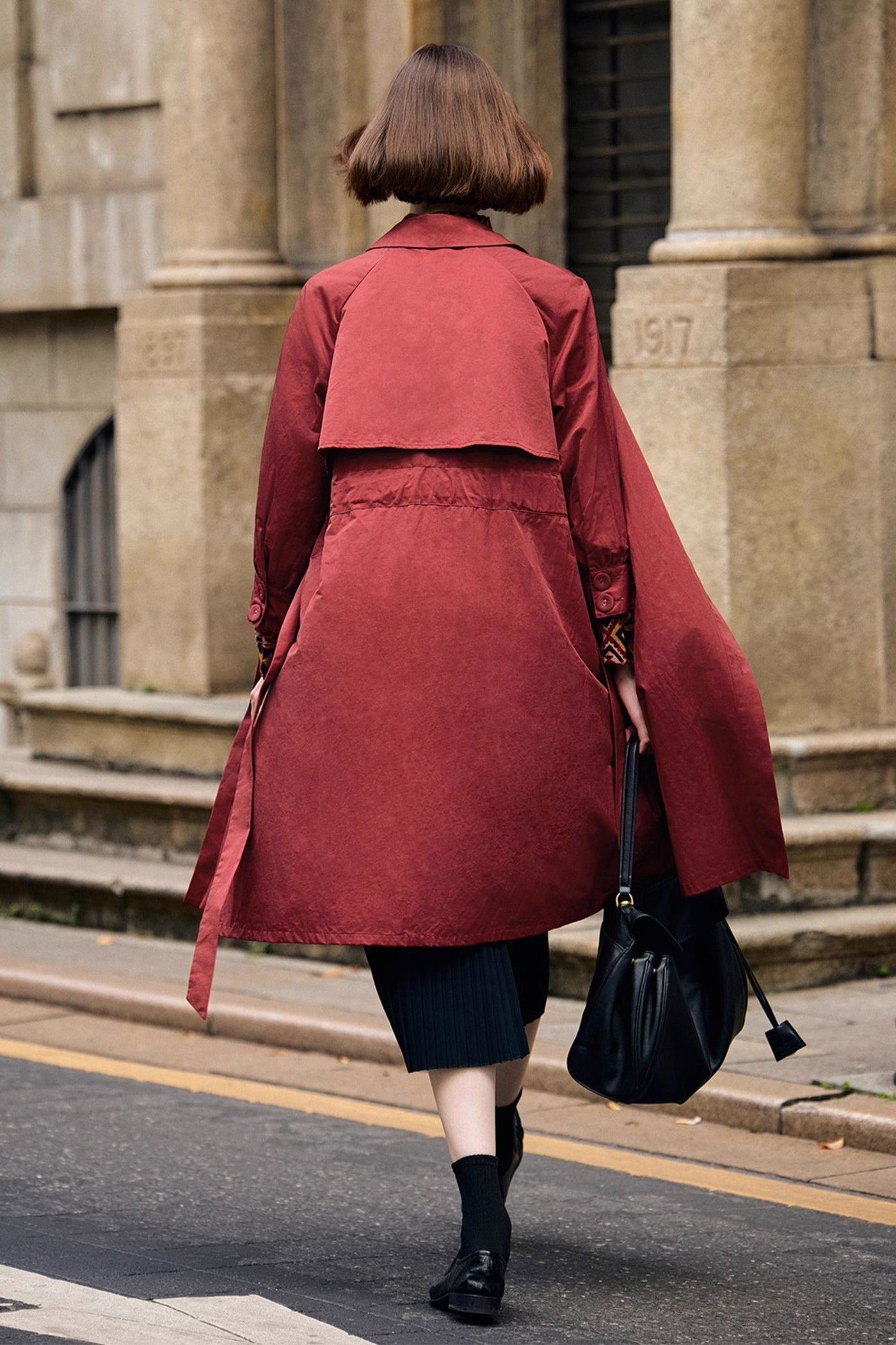 KAMILAN Structured A-Line Trench Coat in  Sculptural Silhouette for Autumn Grace
