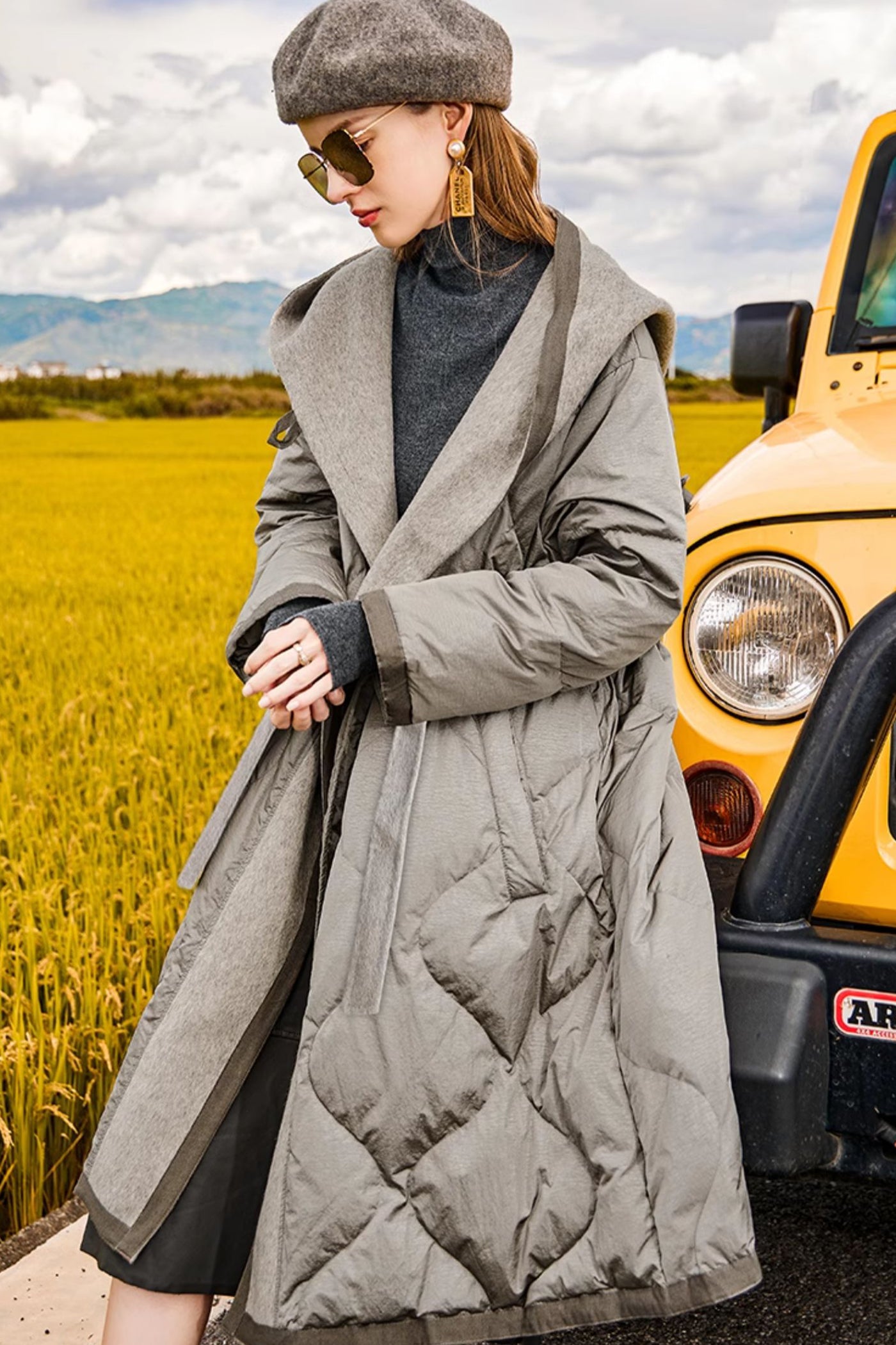 KAMILAN Hooded Down Coat with Wool Accents The Poetic Balance of Structure and Warmth