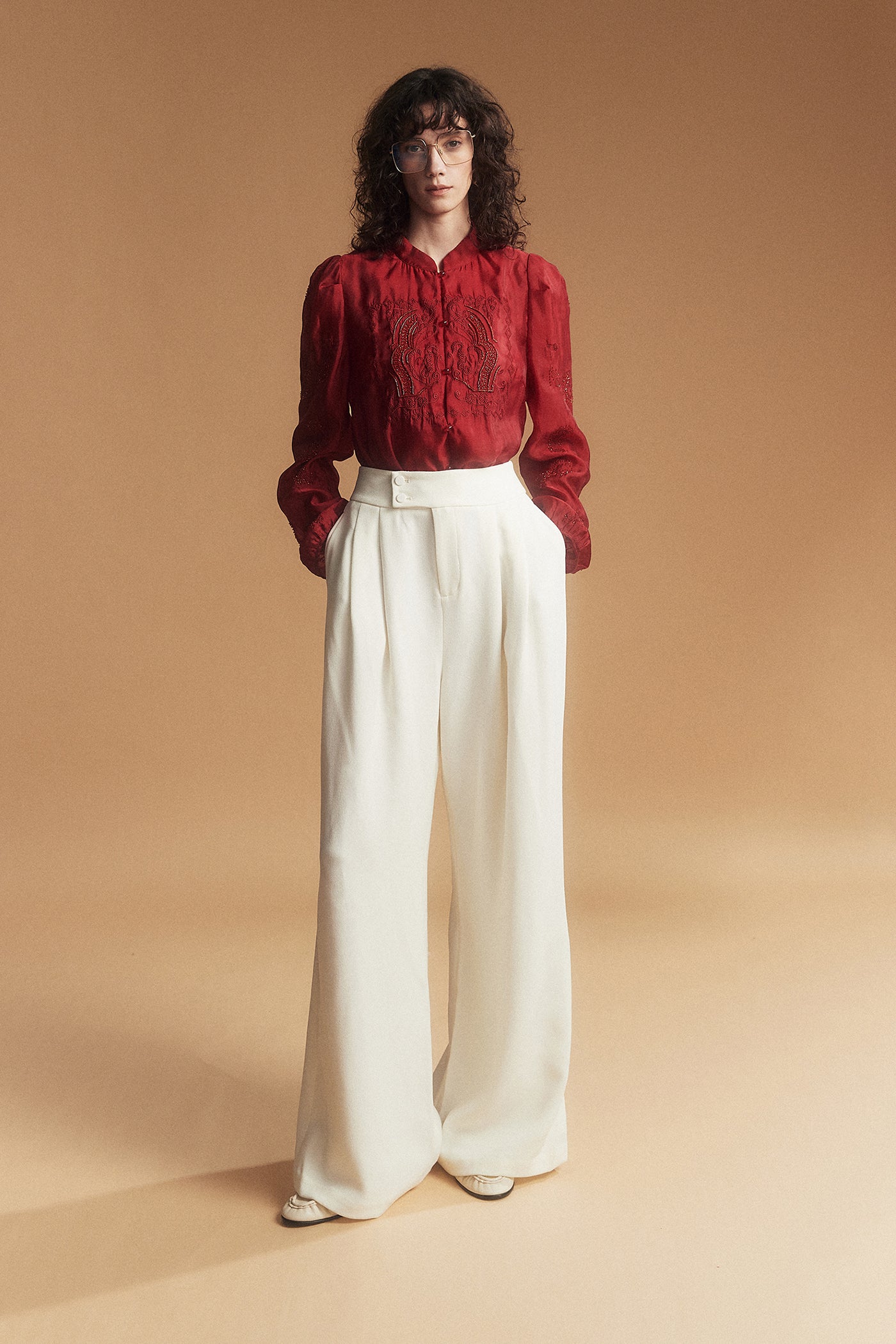 KAMILAN High-Waisted Wide-Leg Trousers