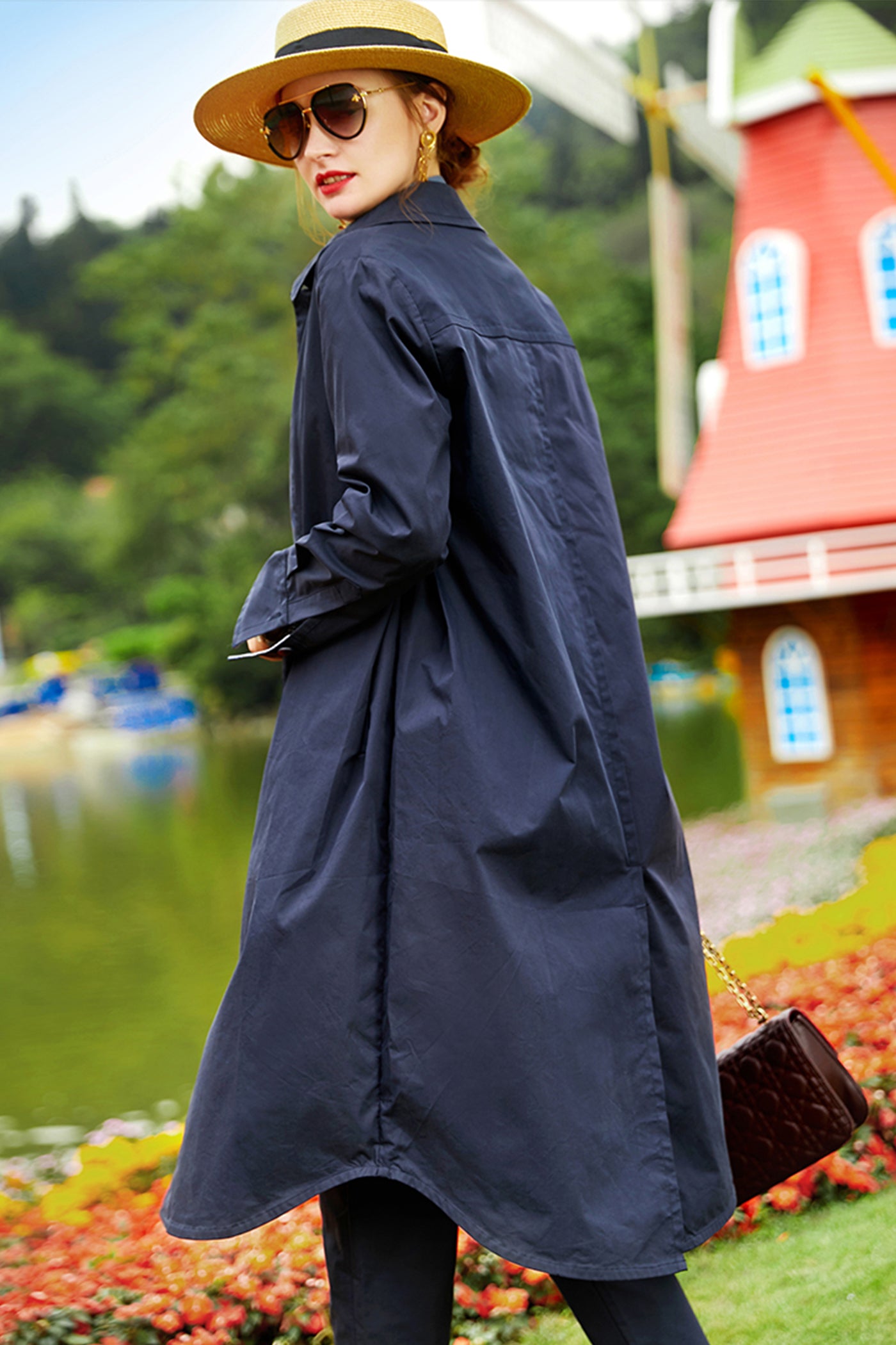 KAMILAN Cotton Button-Down Long Coat