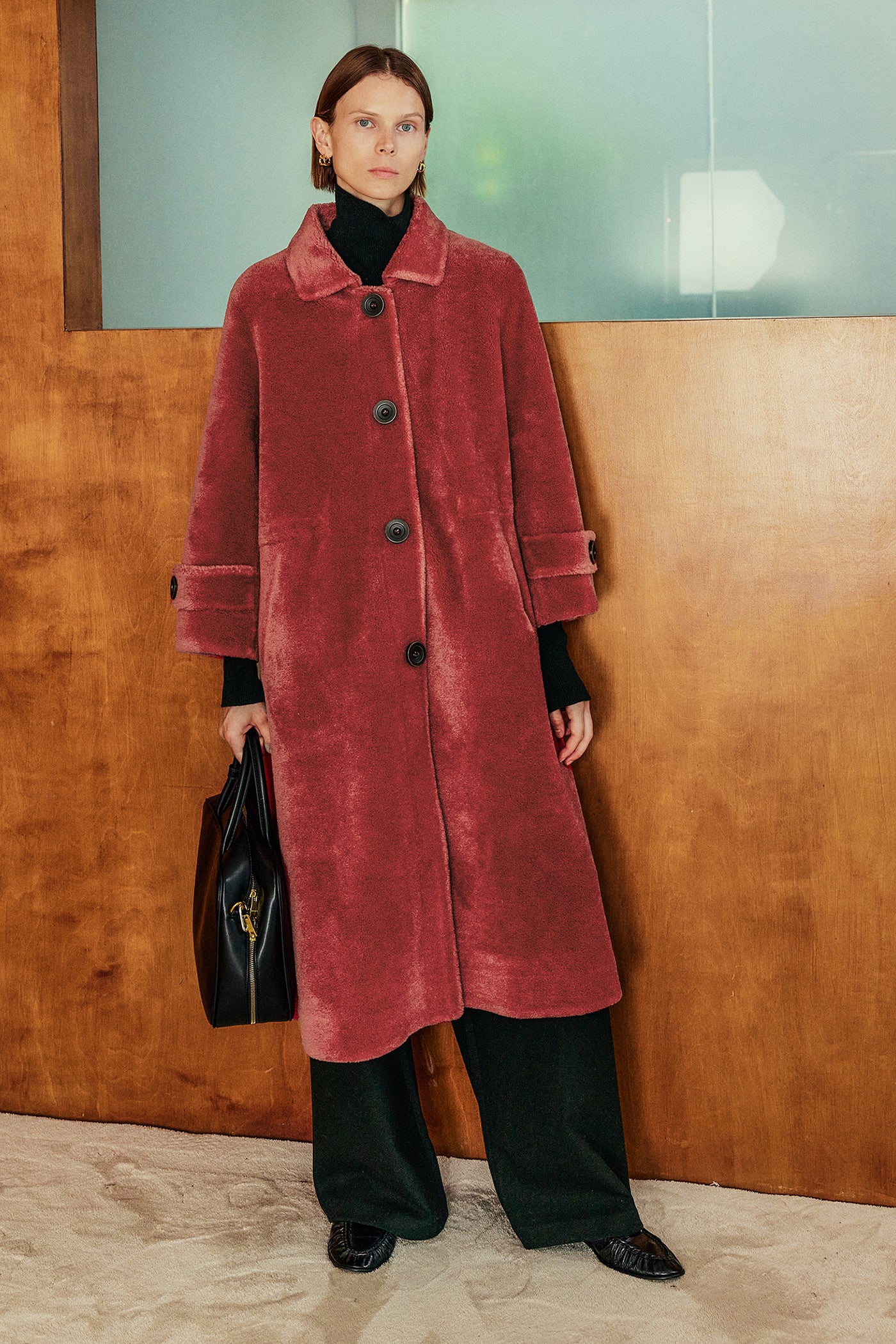 KAMILAN Wool-Blend Long Coat for Autumn/Winter in a Sculpted Silhouette