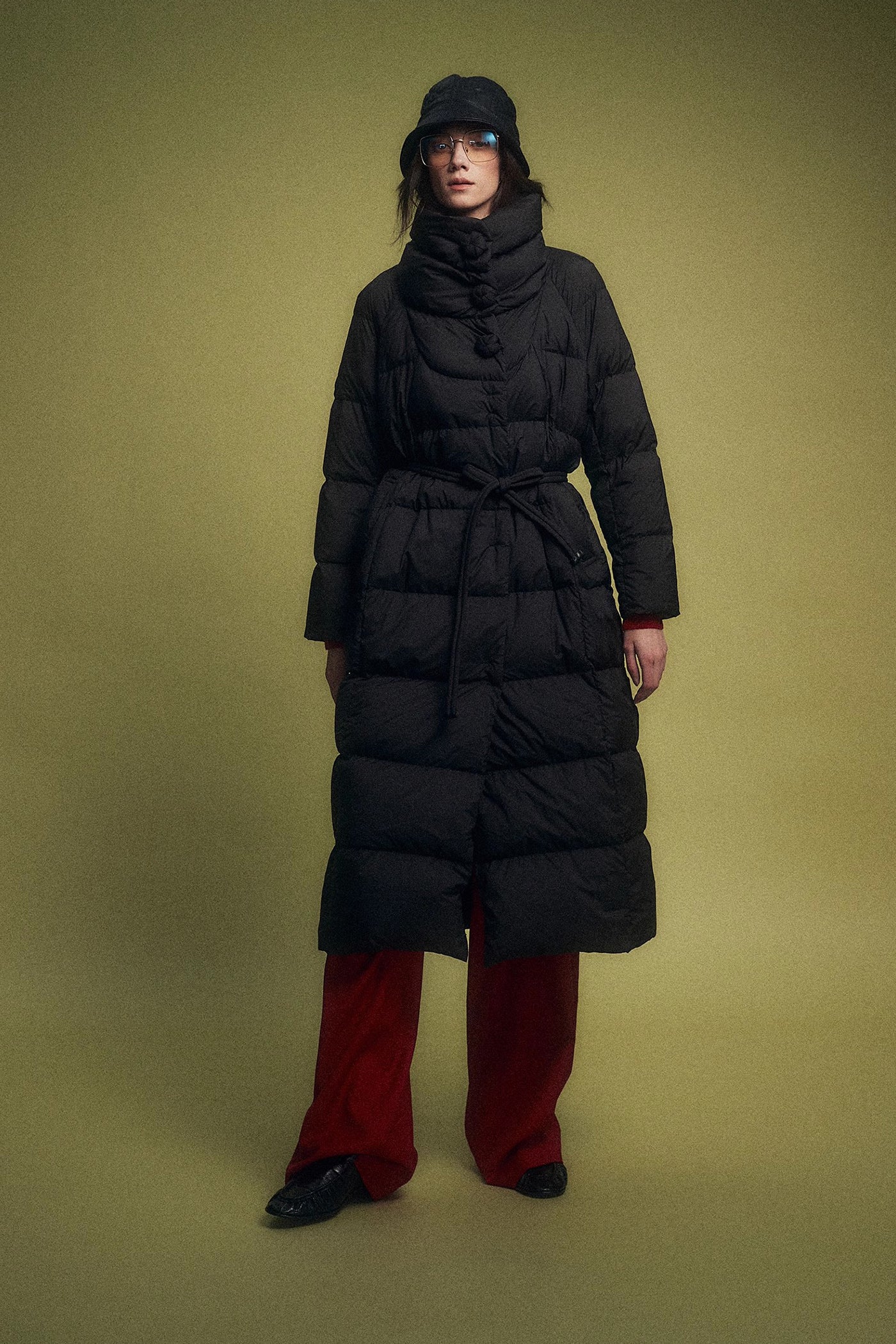 KAMILAN Long Down Coat with High Collar