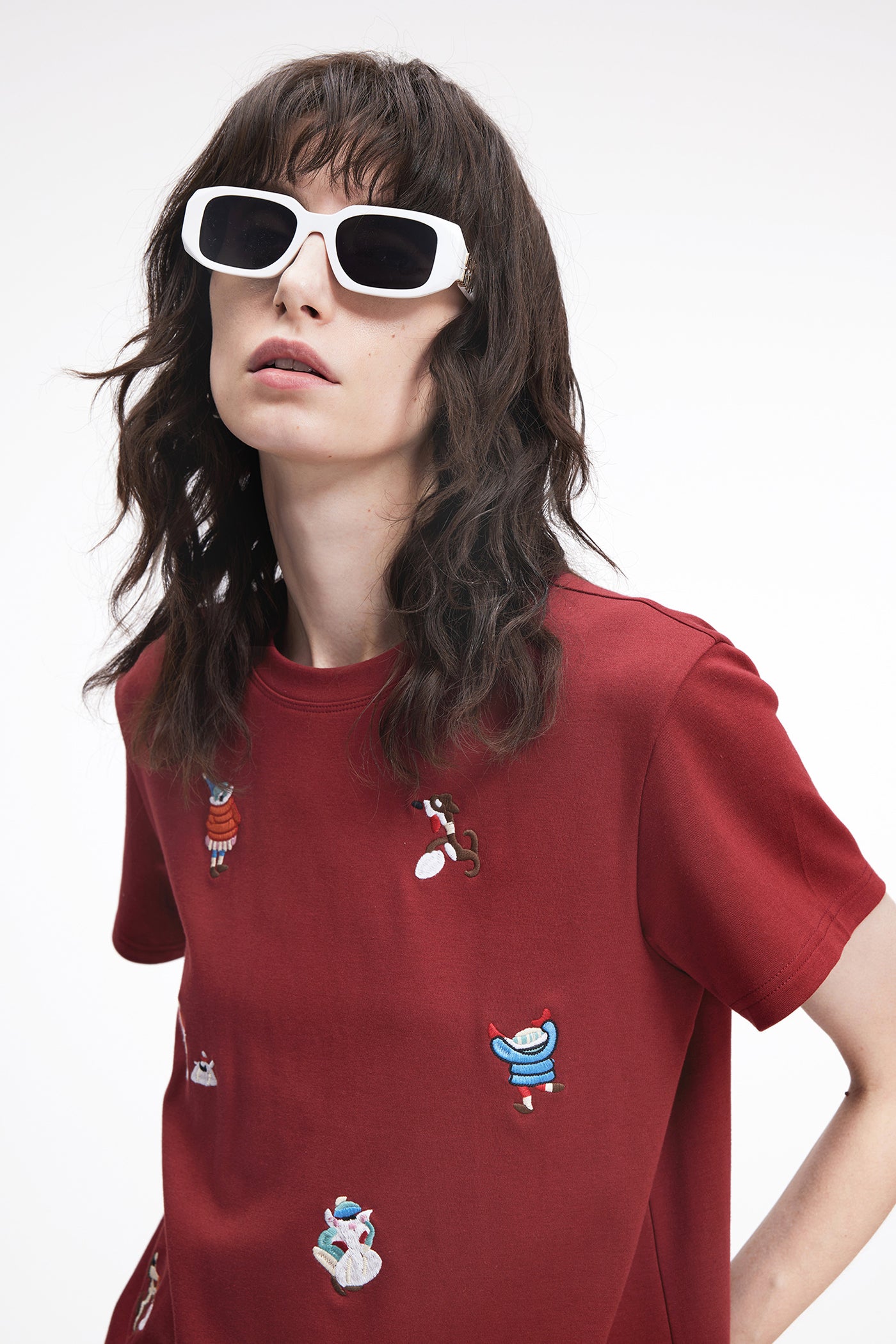 KAMILAN Embroidered Cotton Crewneck Tee