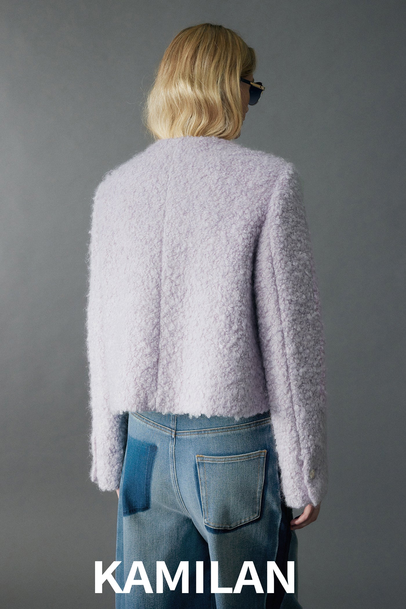 KAMILAN Lilac Wool-Blend Textured Short Jacket