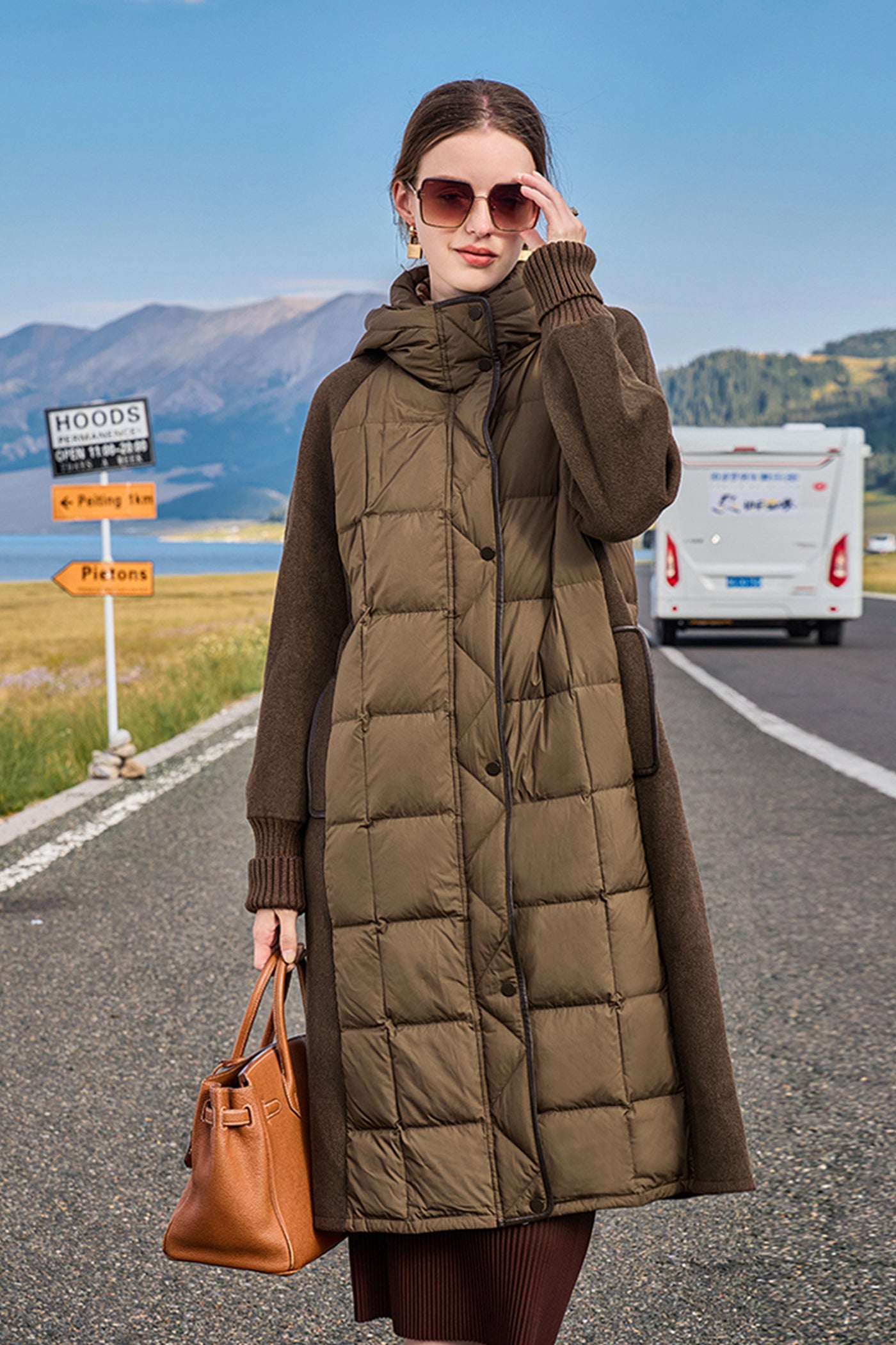 KAMILAN Two-Tone Hooded Down Coat