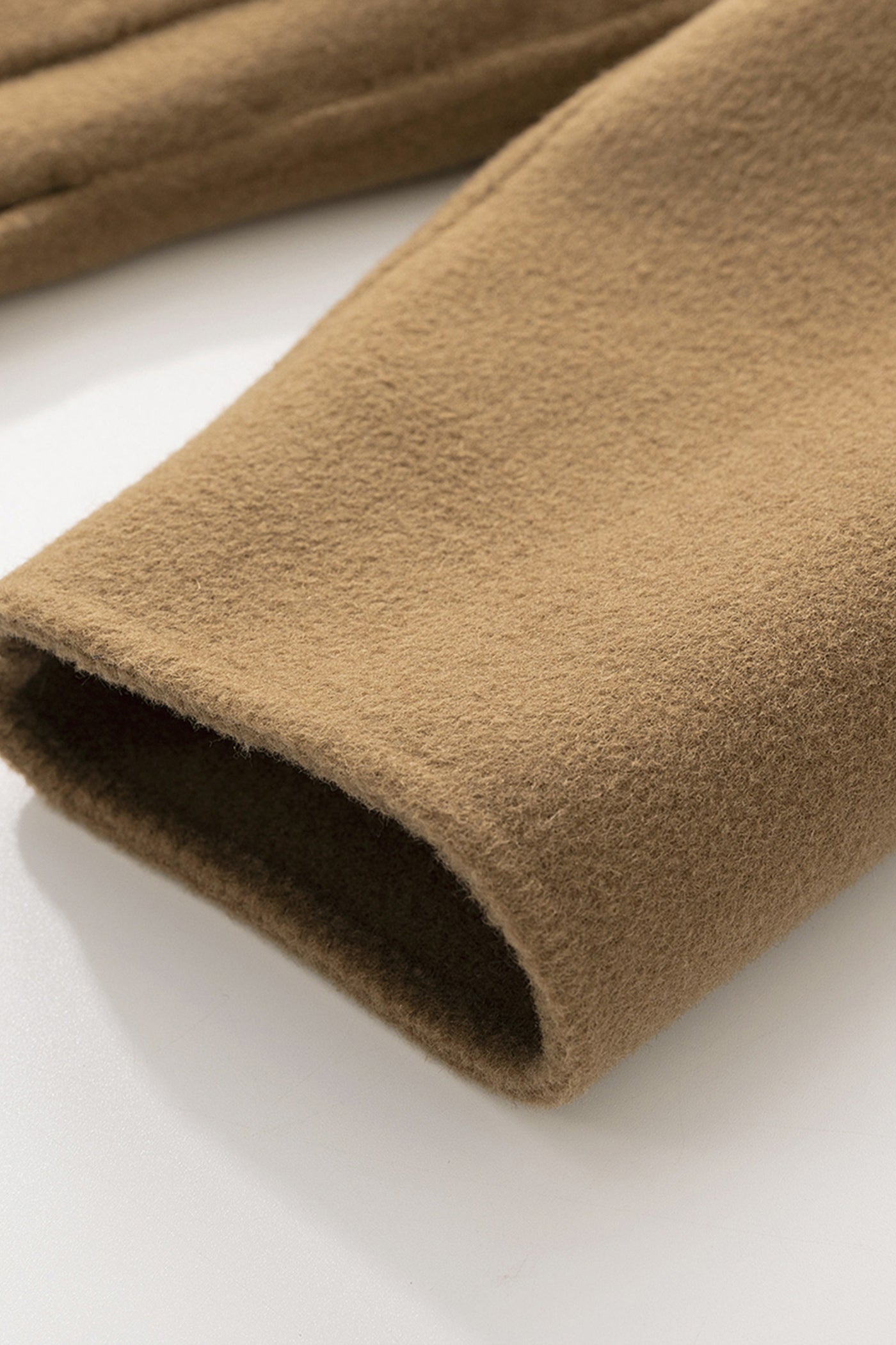 KAMILAN Pure Wool  Coat in Camel with Grosgrain Waist Detailing
