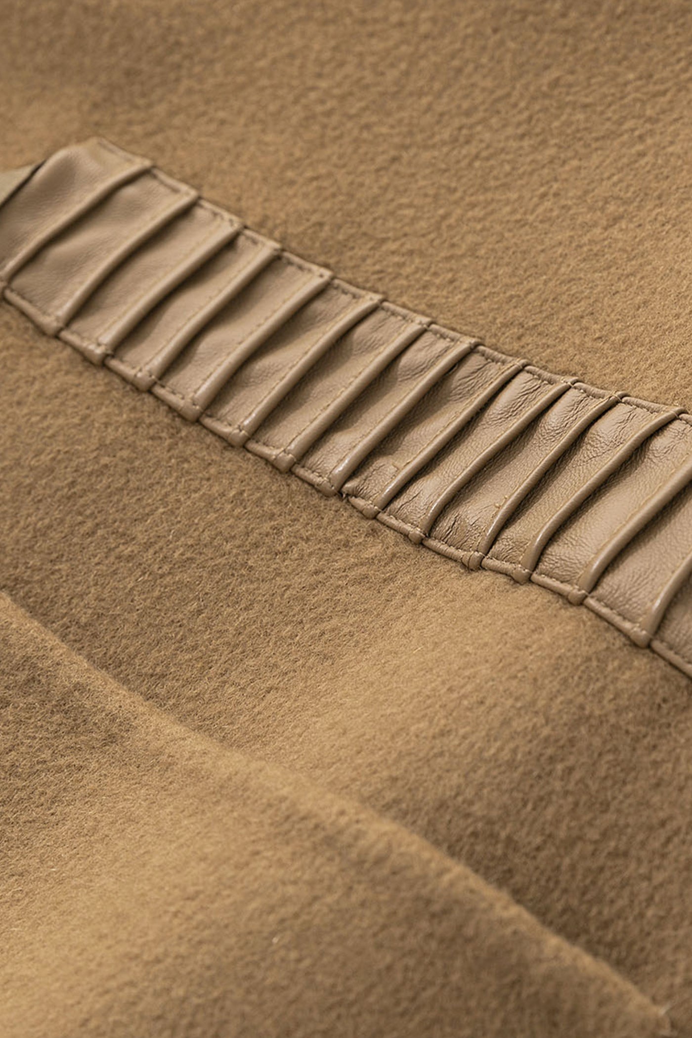 KAMILAN Pure Wool  Coat in Camel with Grosgrain Waist Detailing