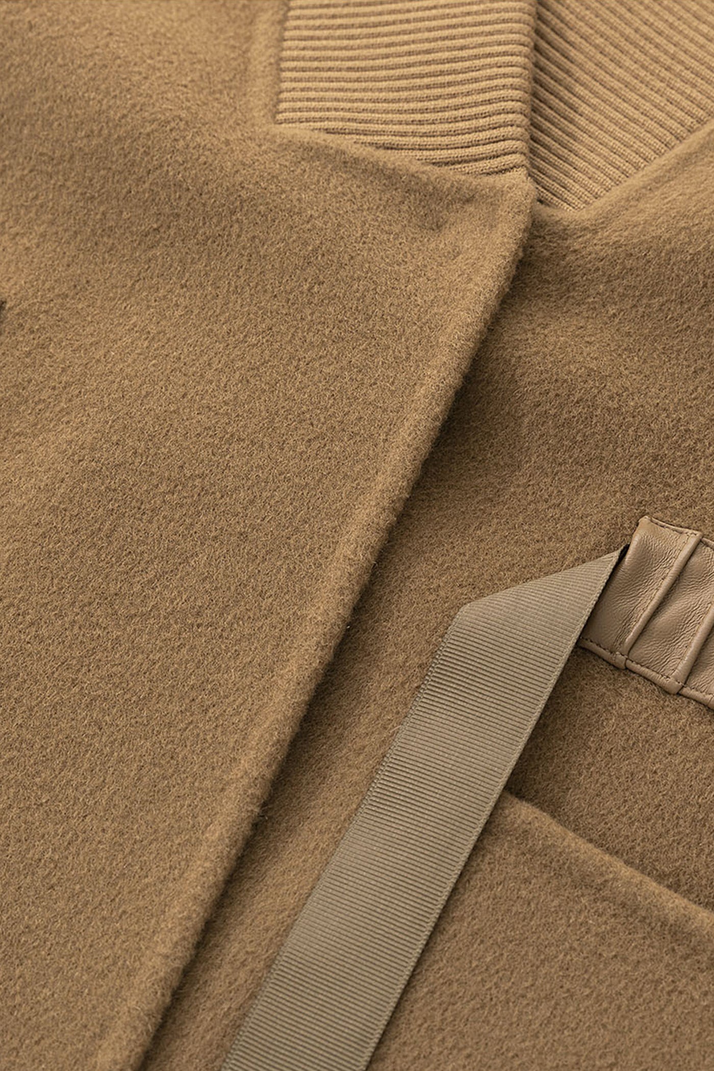 KAMILAN Pure Wool  Coat in Camel with Grosgrain Waist Detailing