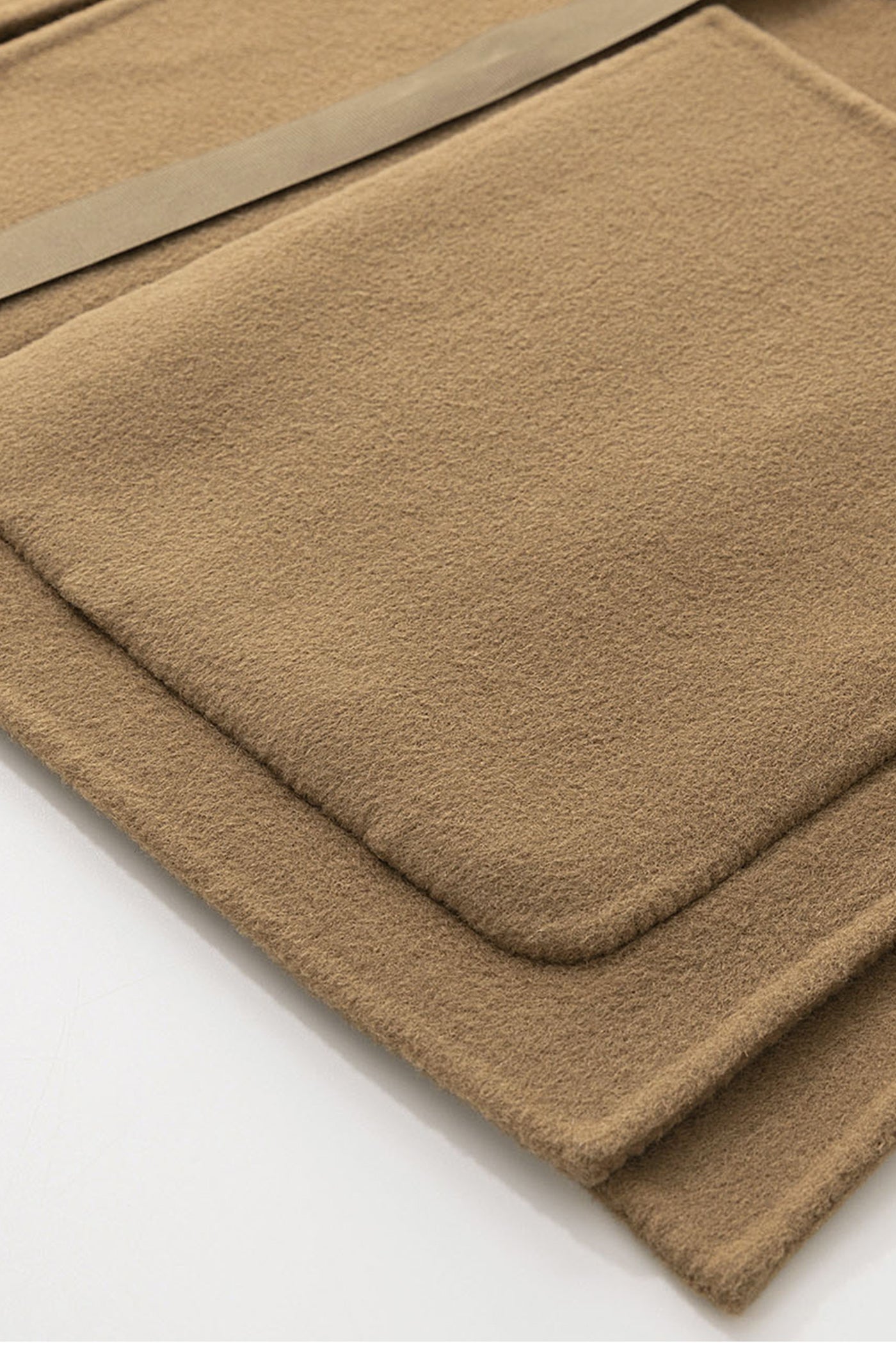 KAMILAN Pure Wool  Coat in Camel with Grosgrain Waist Detailing