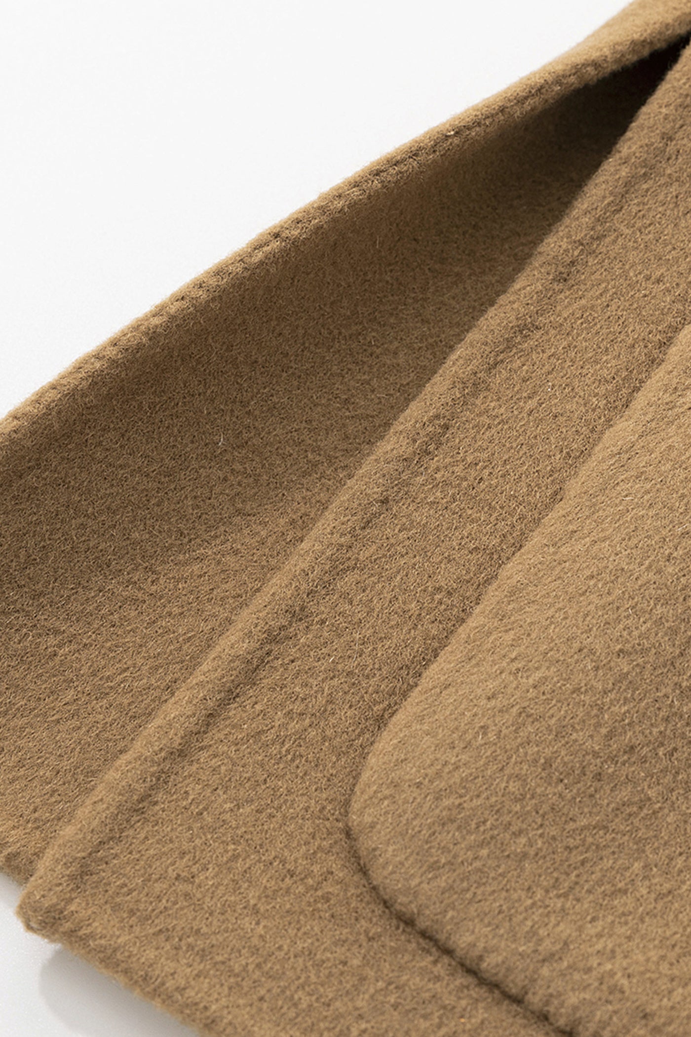 KAMILAN Pure Wool  Coat in Camel with Grosgrain Waist Detailing