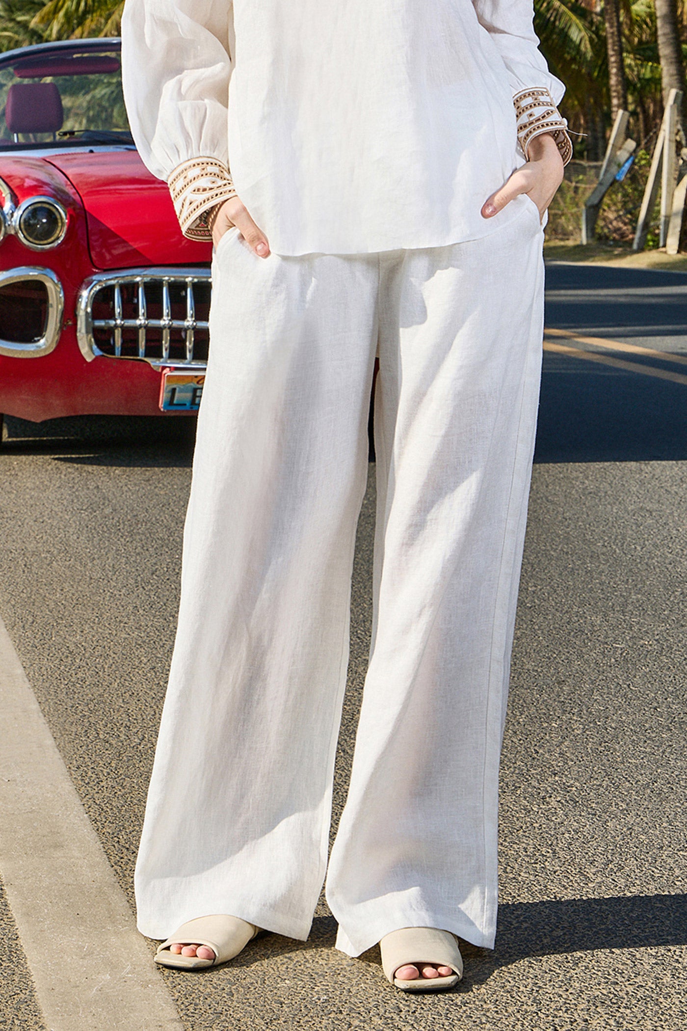 KAMILAN Wide-Leg Linen Trousers