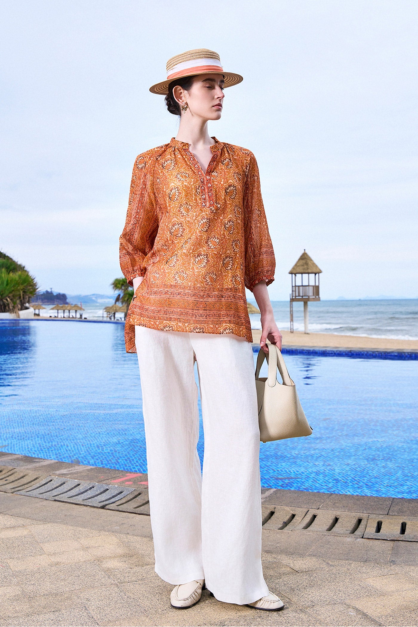KAMILAN Wide-Leg Linen Trousers