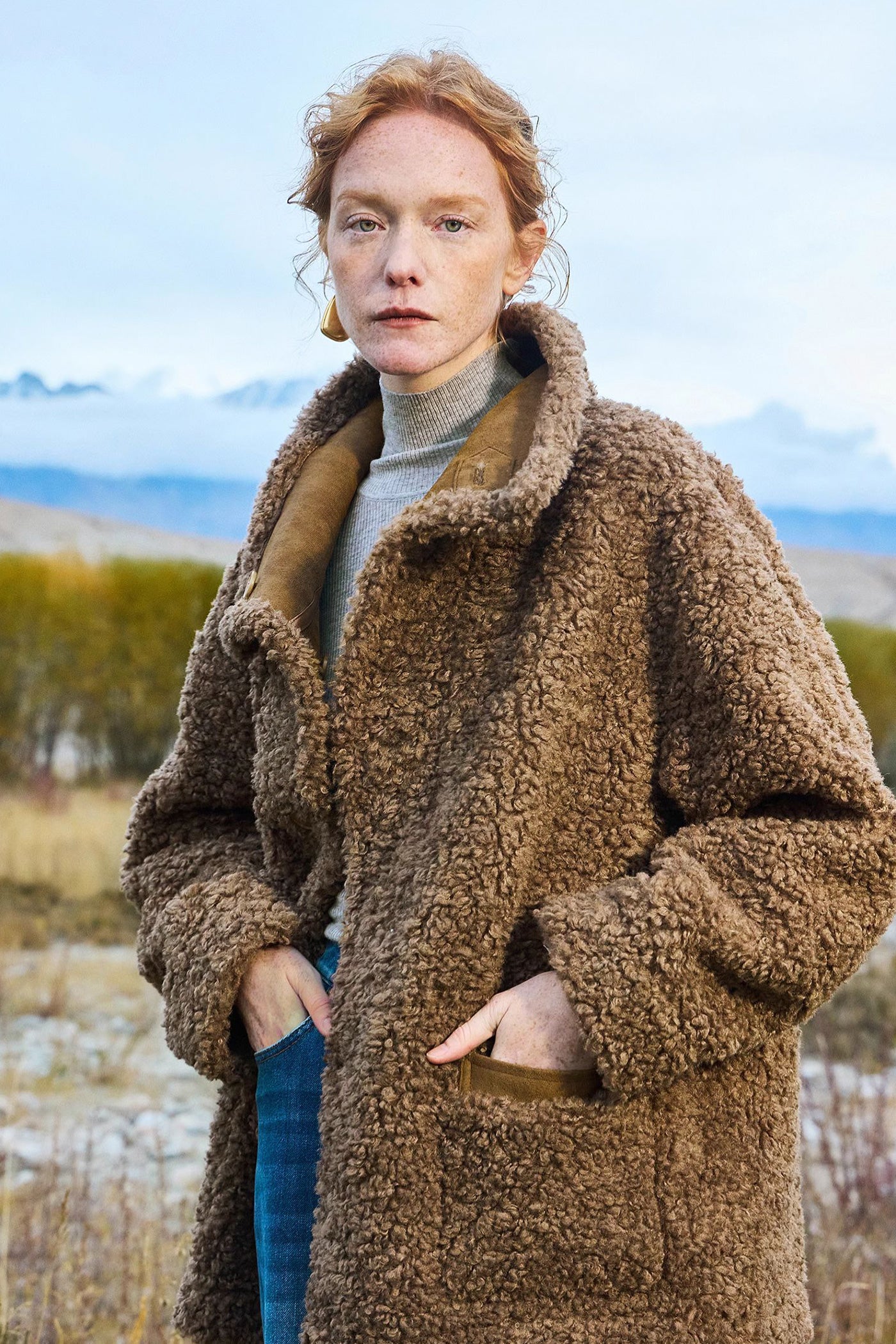 KAMILAN Shearling-Trimmed Wool Jacket with Structured Collar