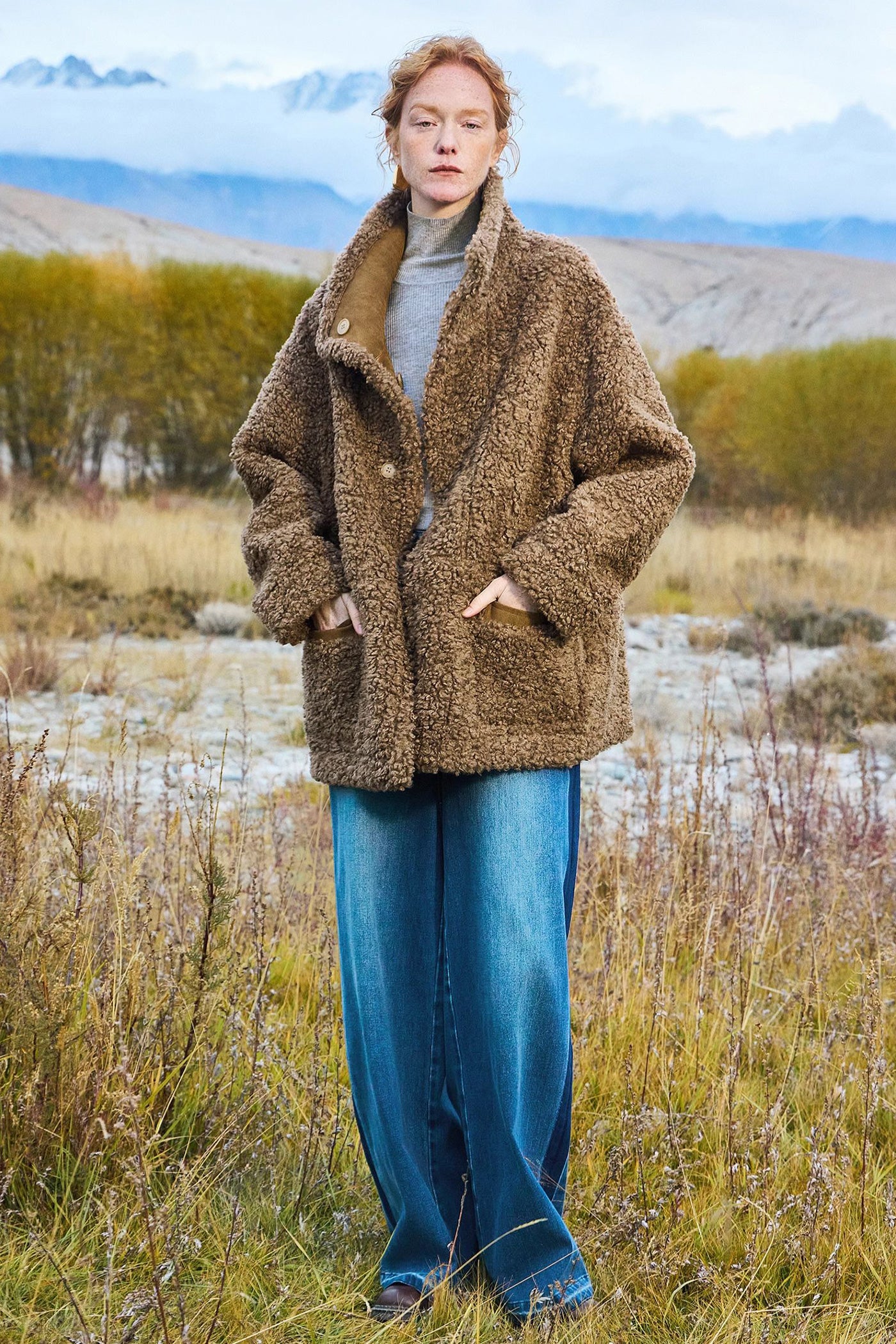 KAMILAN Shearling-Trimmed Wool Jacket with Structured Collar