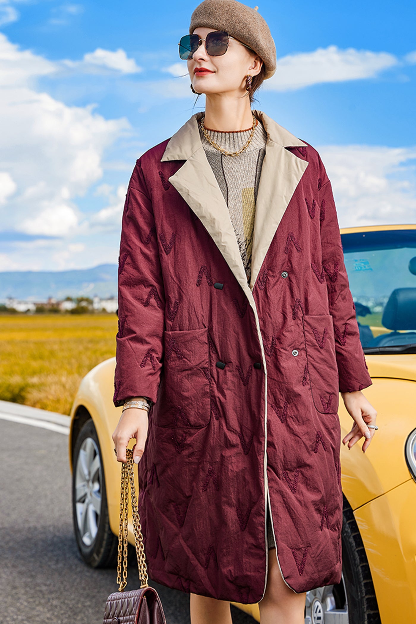 KAMILAN Reversible Long Down Coat