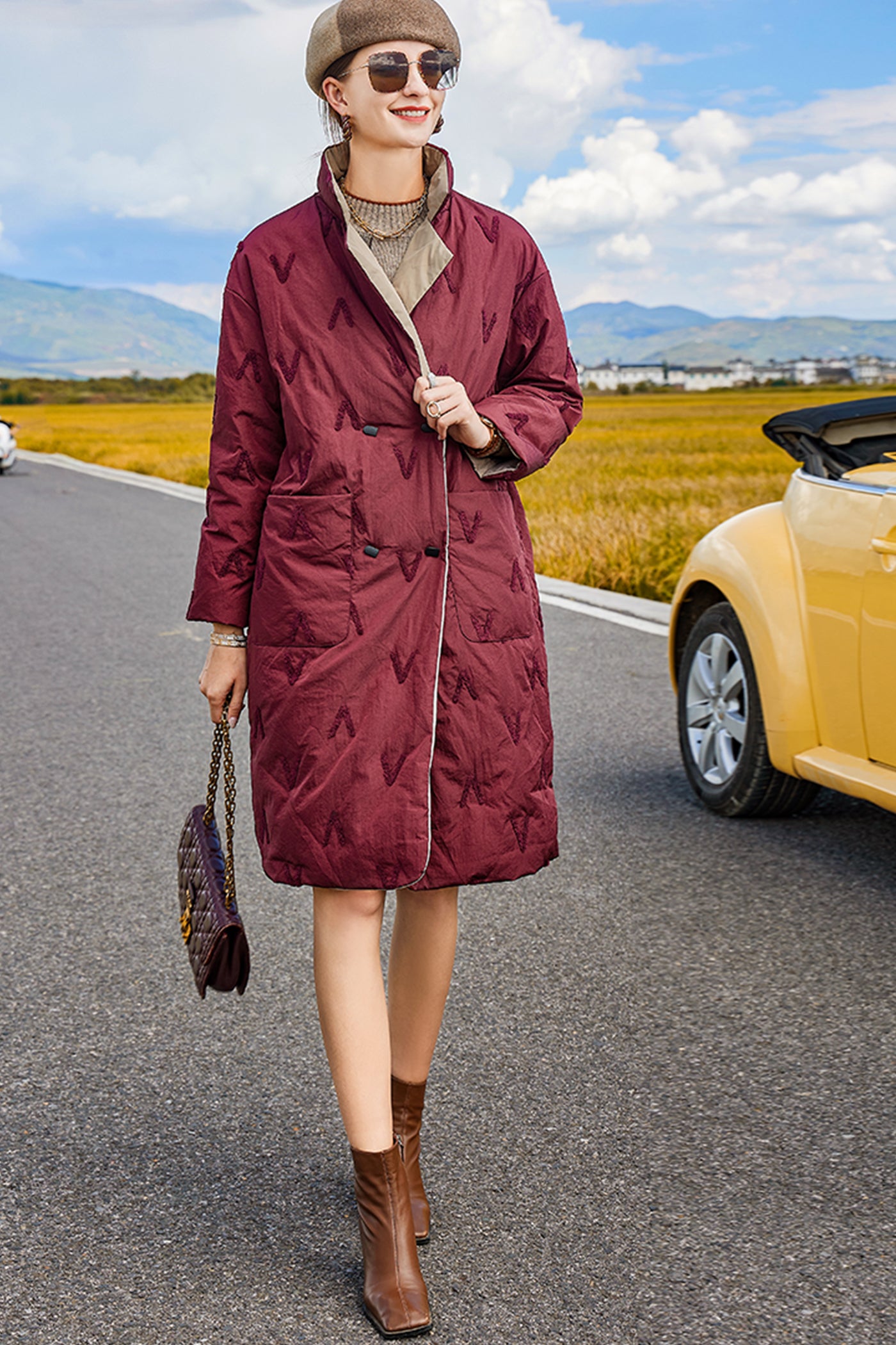 KAMILAN Reversible Long Down Coat