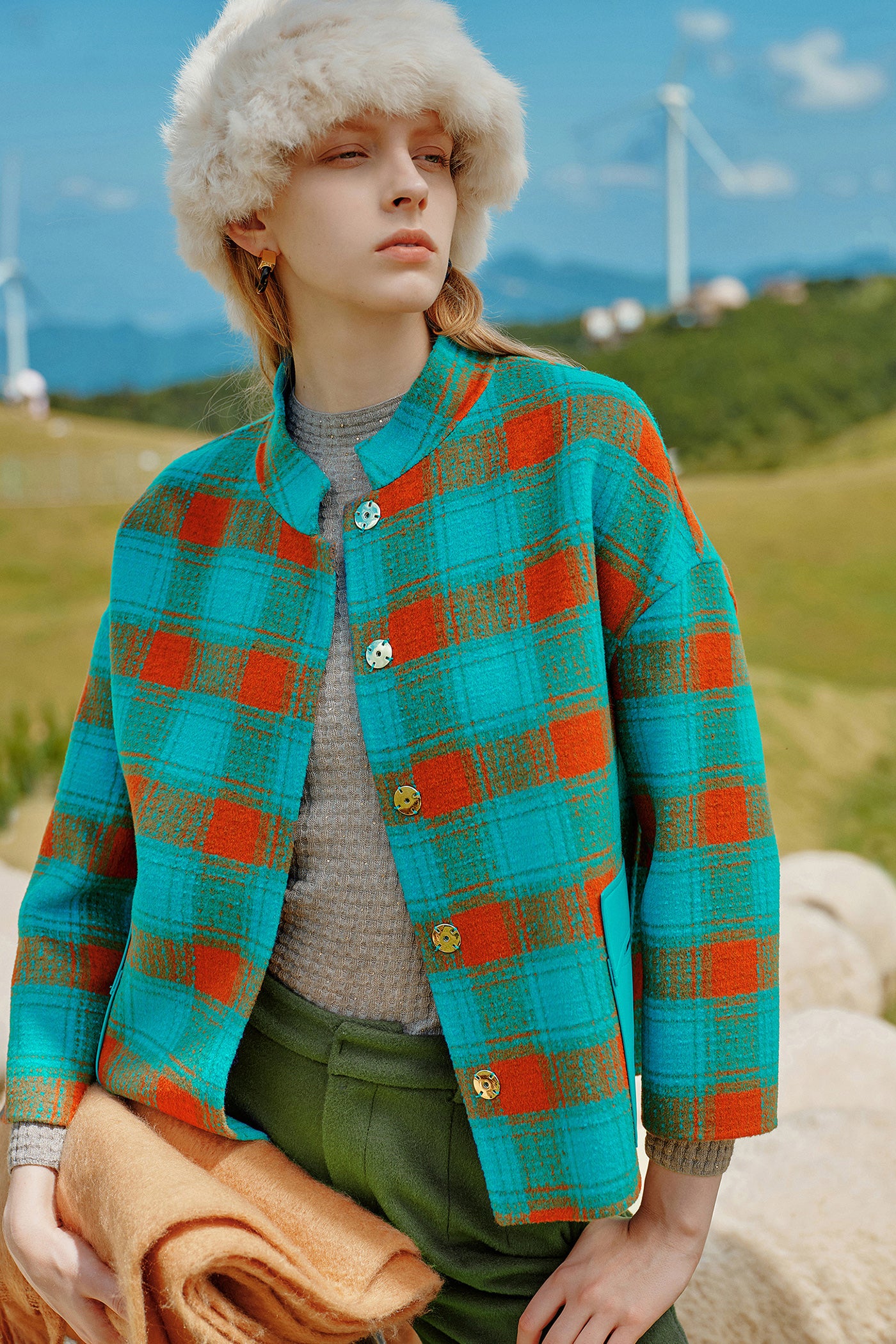 Kamilan Houndstooth Wool Coat