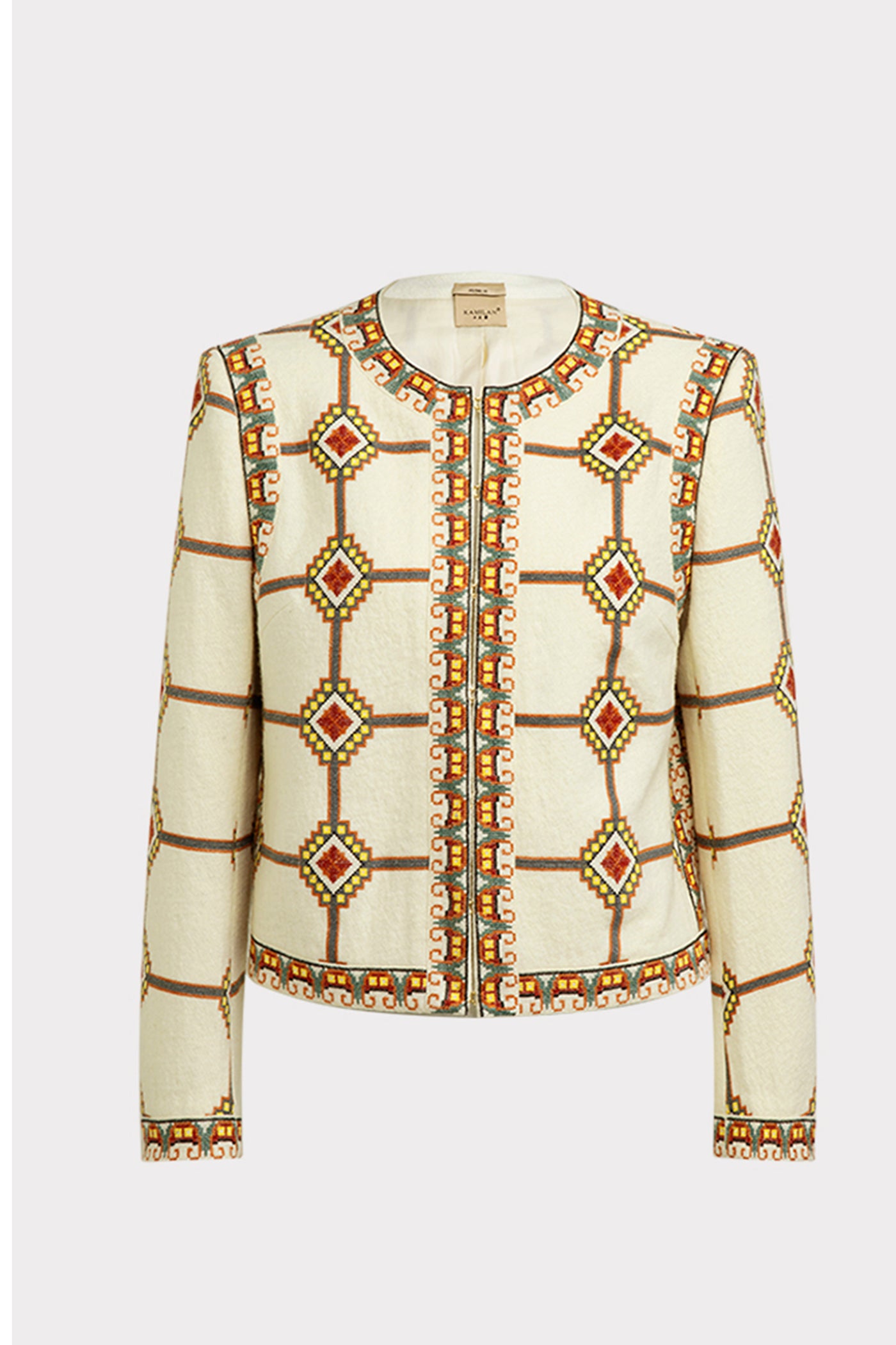 KAMILAN Women's Wool Embroidered Jacket – French Vintage Style Long-Sleeve Coat