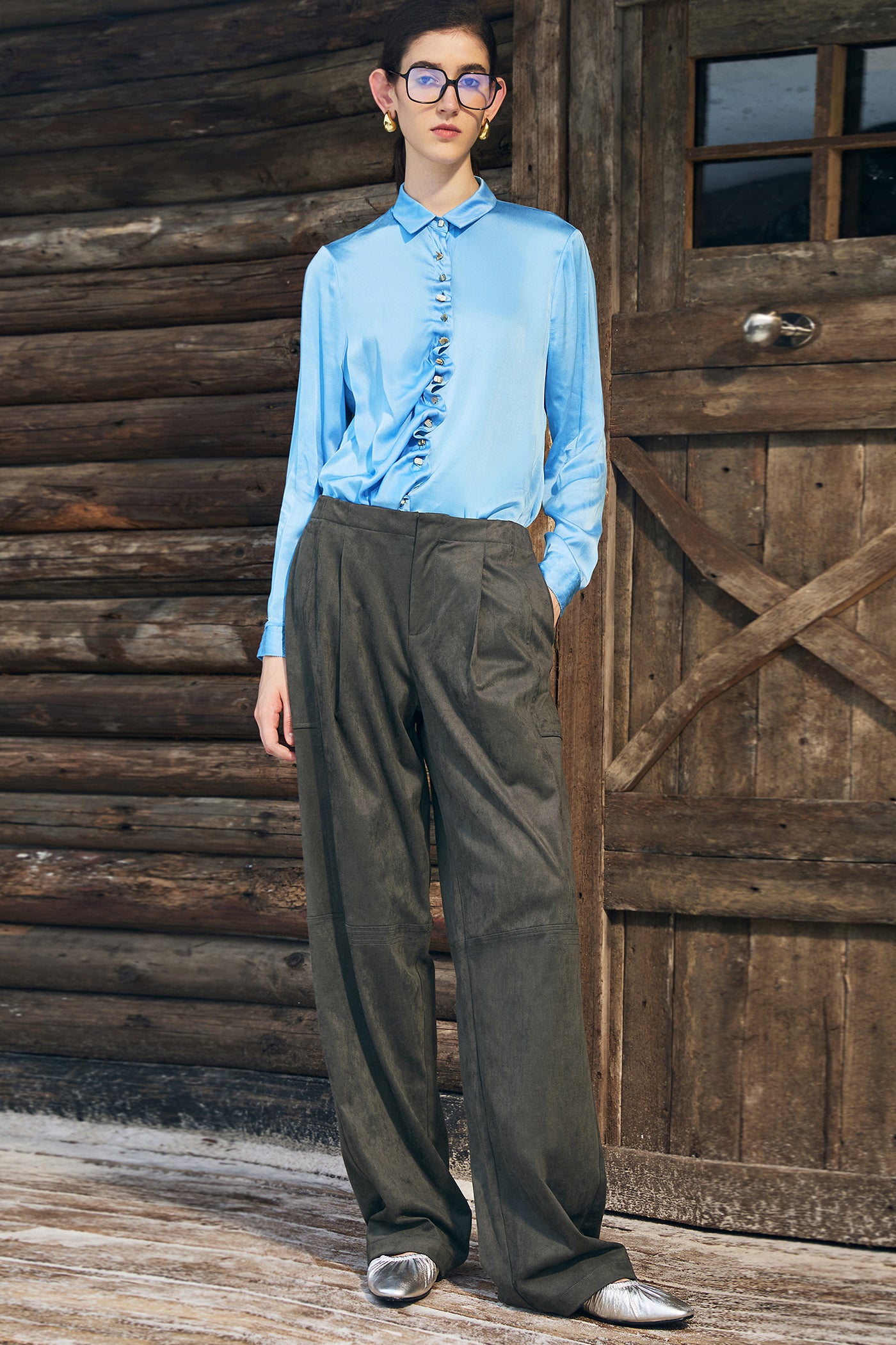 KAMILAN Women's High-Waist Wide-Leg Pants – 2025 Autumn New Fashion Commuter Casual Trousers