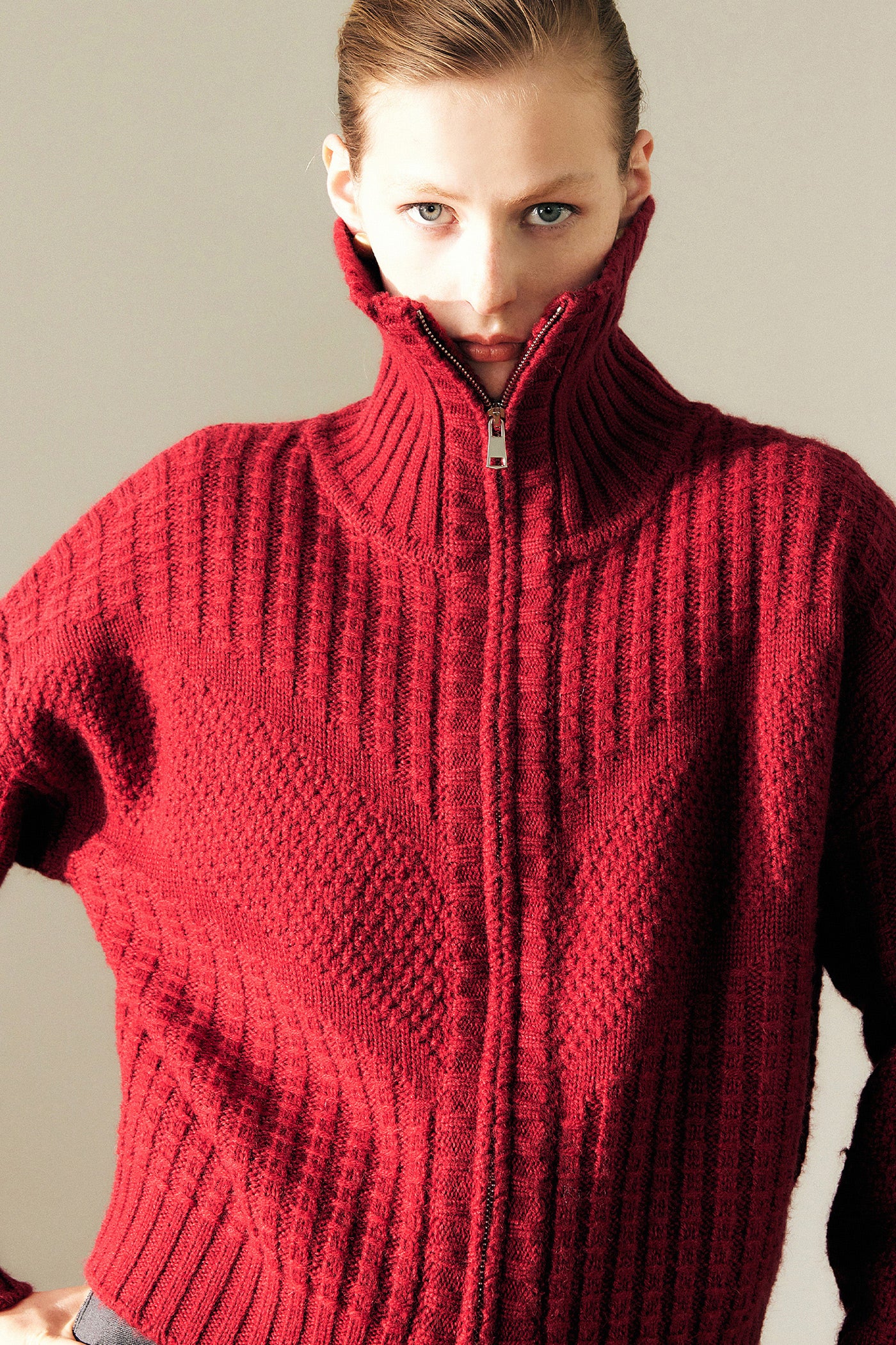 KAMILAN Women's Wool Knit Cardigan – 2025 Autumn New French Style Zipper Sweater Jacket