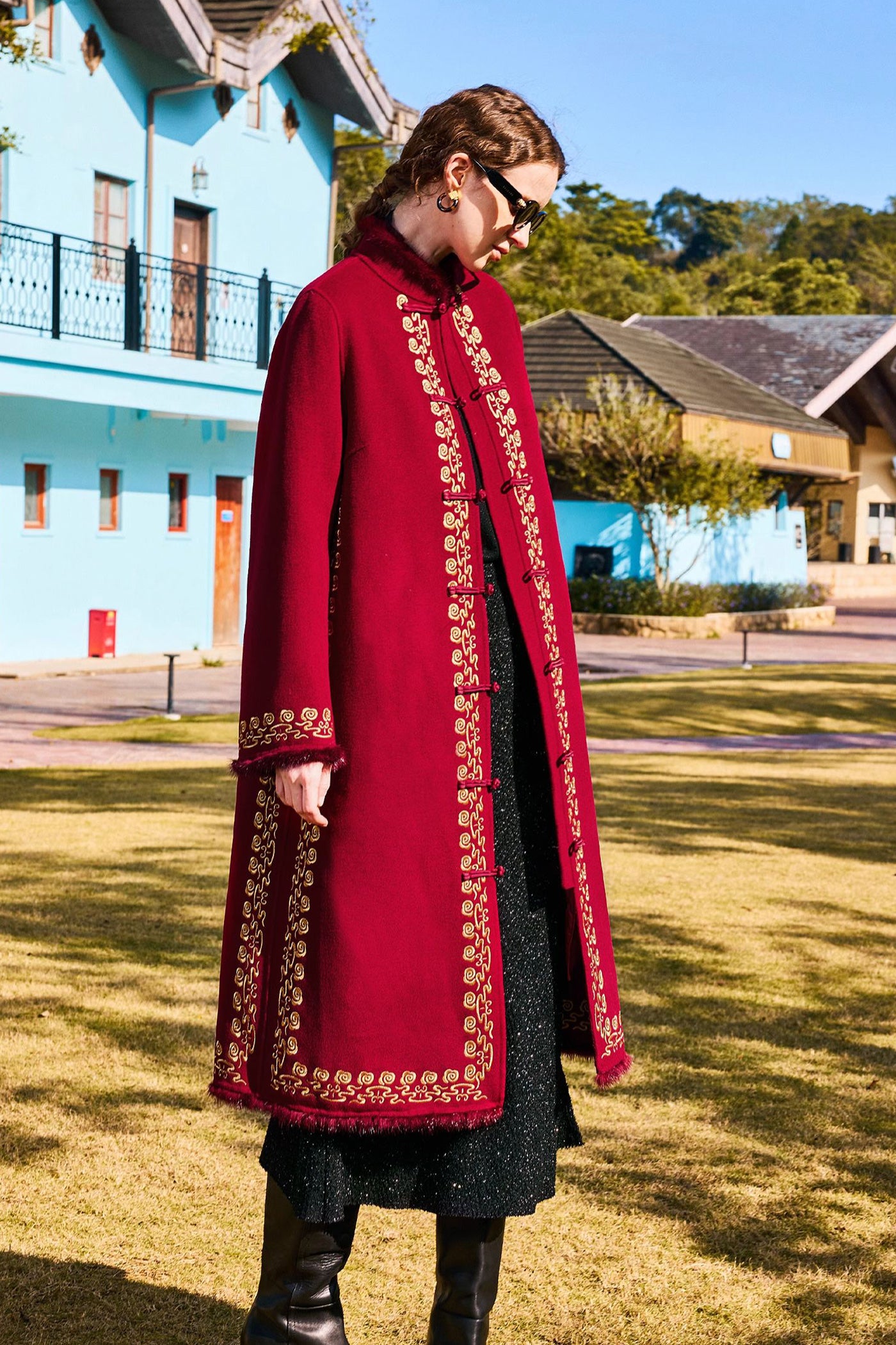 KAMILAN new Chinese-style retro embroidered sheep fur coat women's new splicing mink fur coat in autumn and winter of 2024