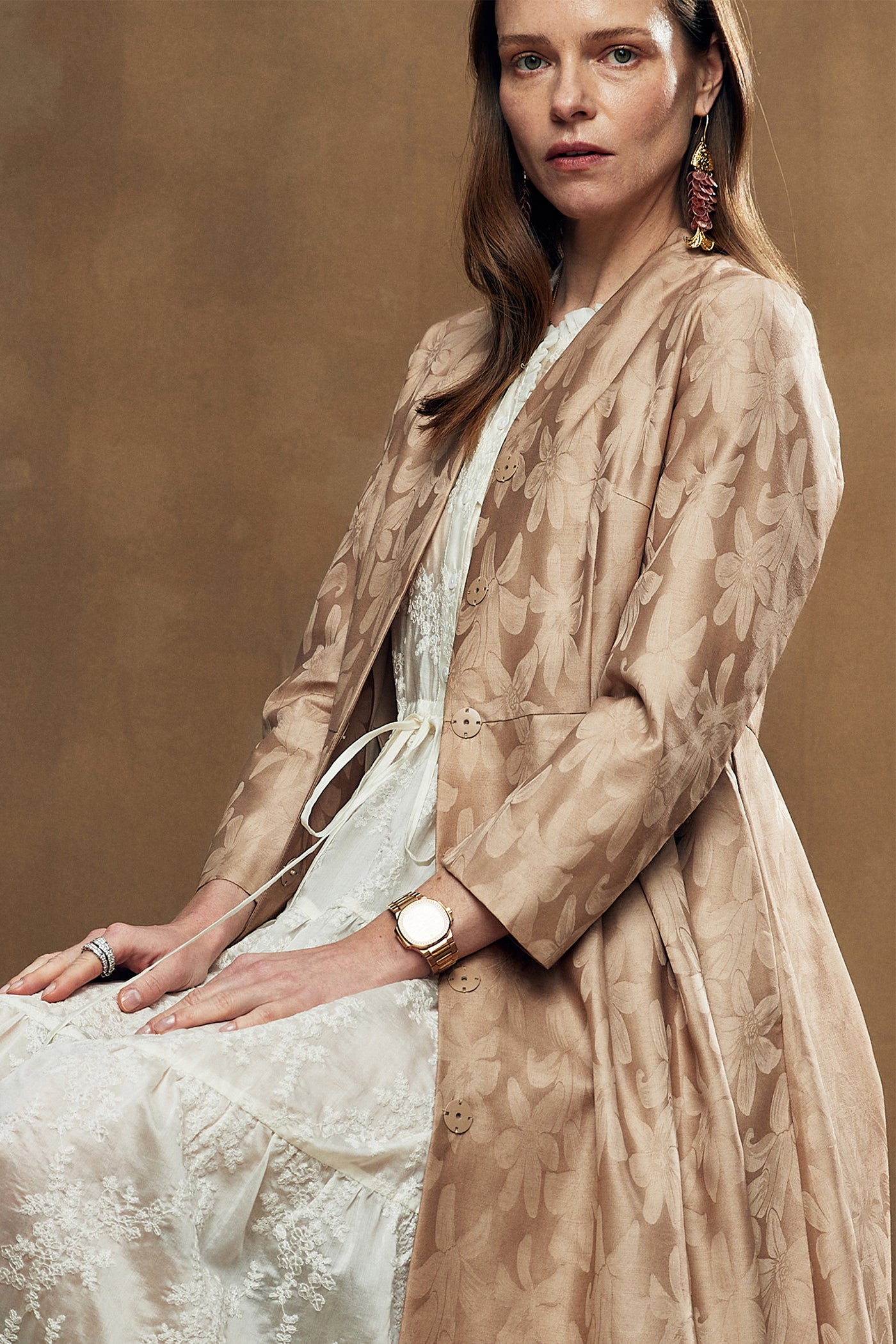 vintage silk wool blended windbreaker women's autumn 2025 new waist long swing coat.