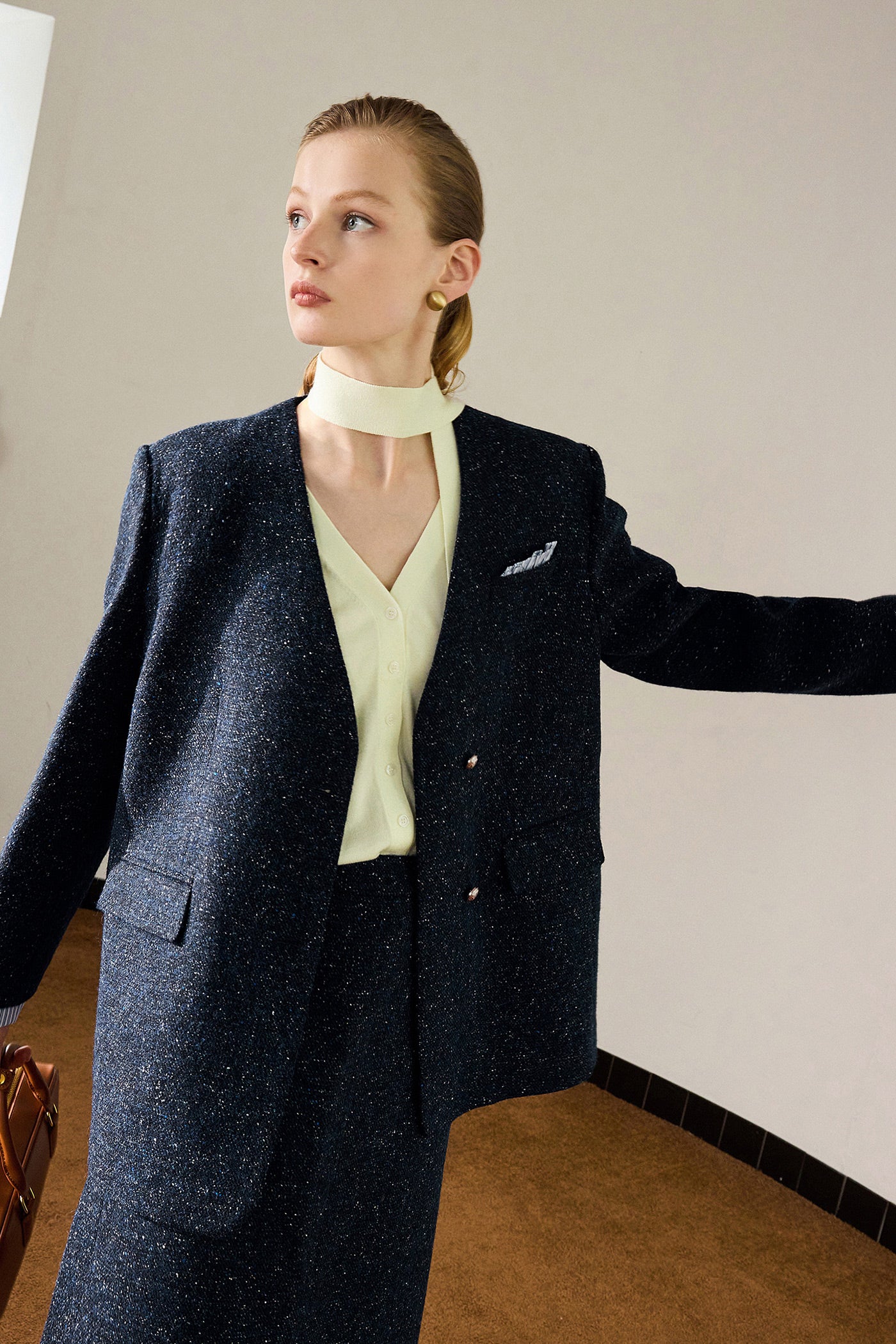 KAMILAN French temperament commuter woolen coat women's autumn new fashion coat top