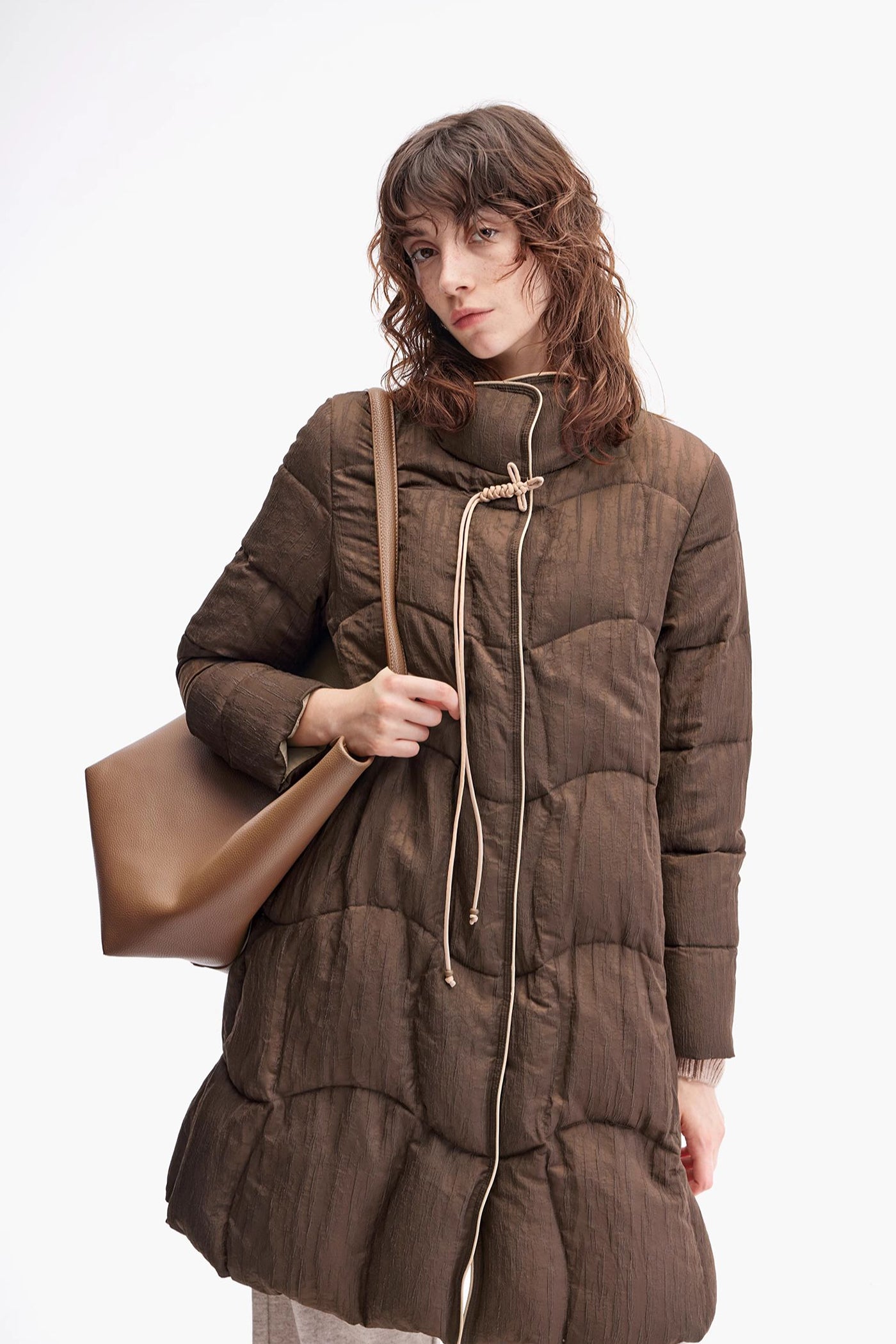 KAMILAN new Chinese Style  high-necked white goose down jacket women's winter new long warm goose down coat