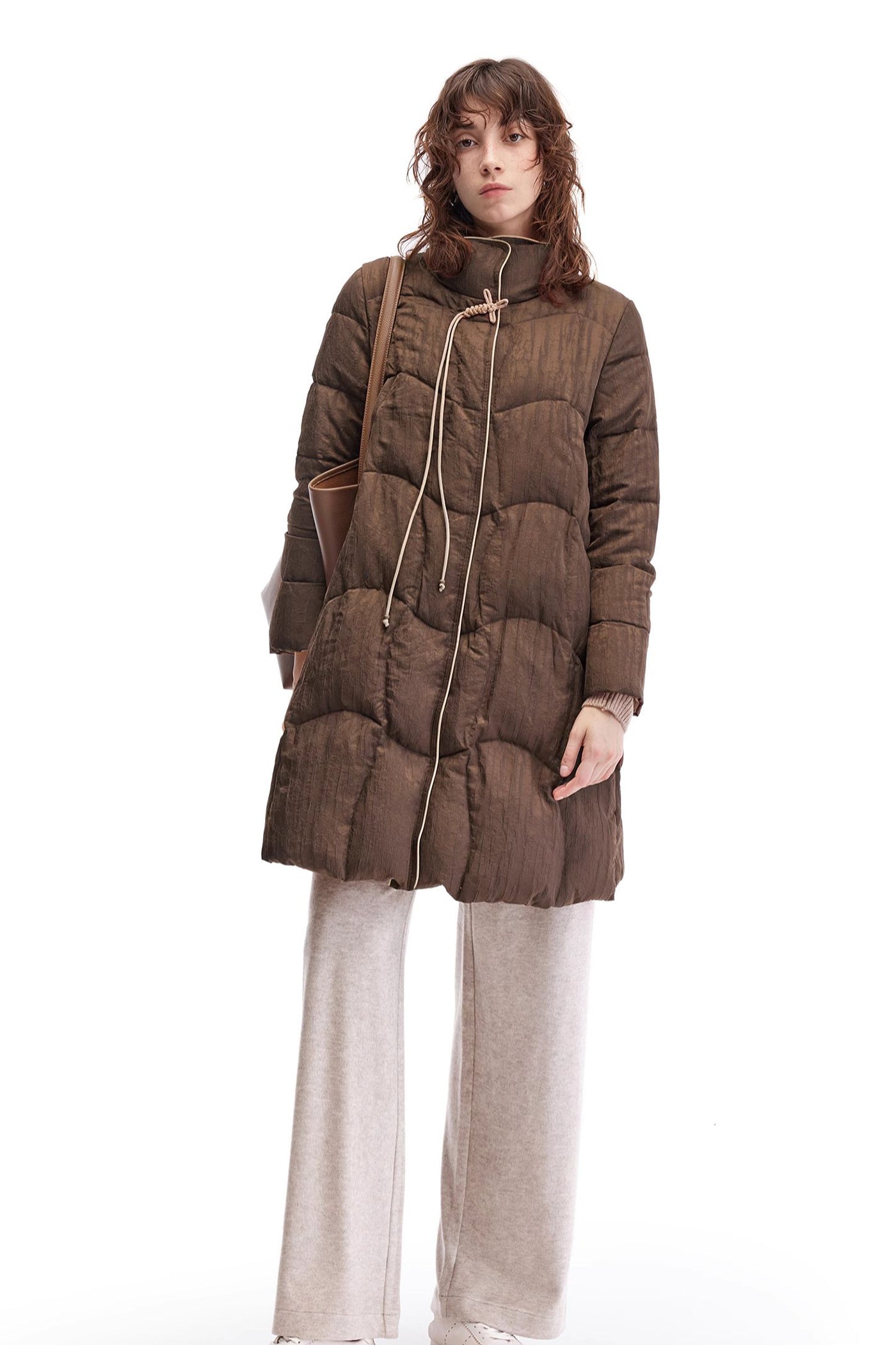 KAMILAN new Chinese Style  high-necked white goose down jacket women's winter new long warm goose down coat