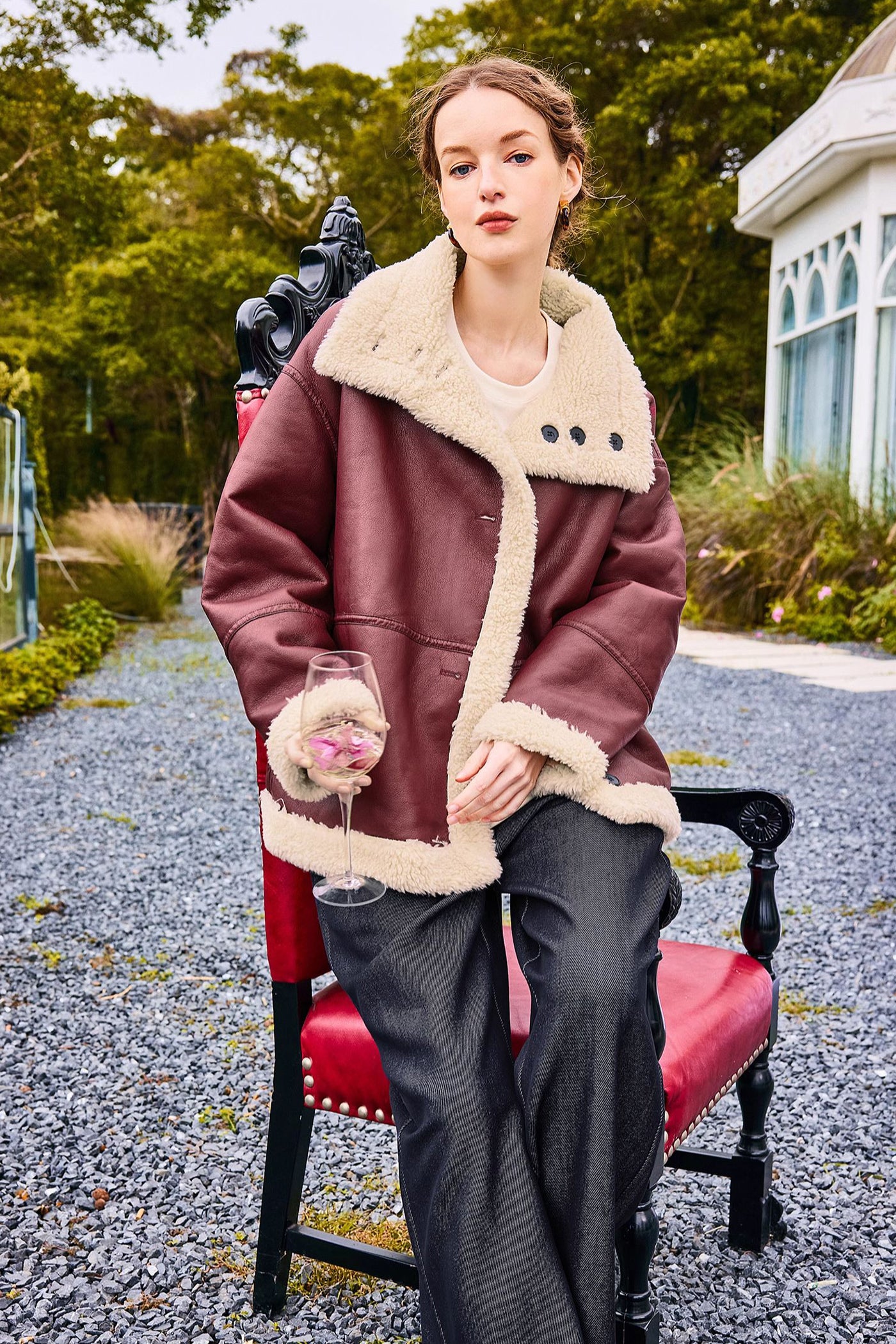 KAMILAN Angora red PU leather faux fur female winter 2025 new fashion short warm Faux Fur Coat
